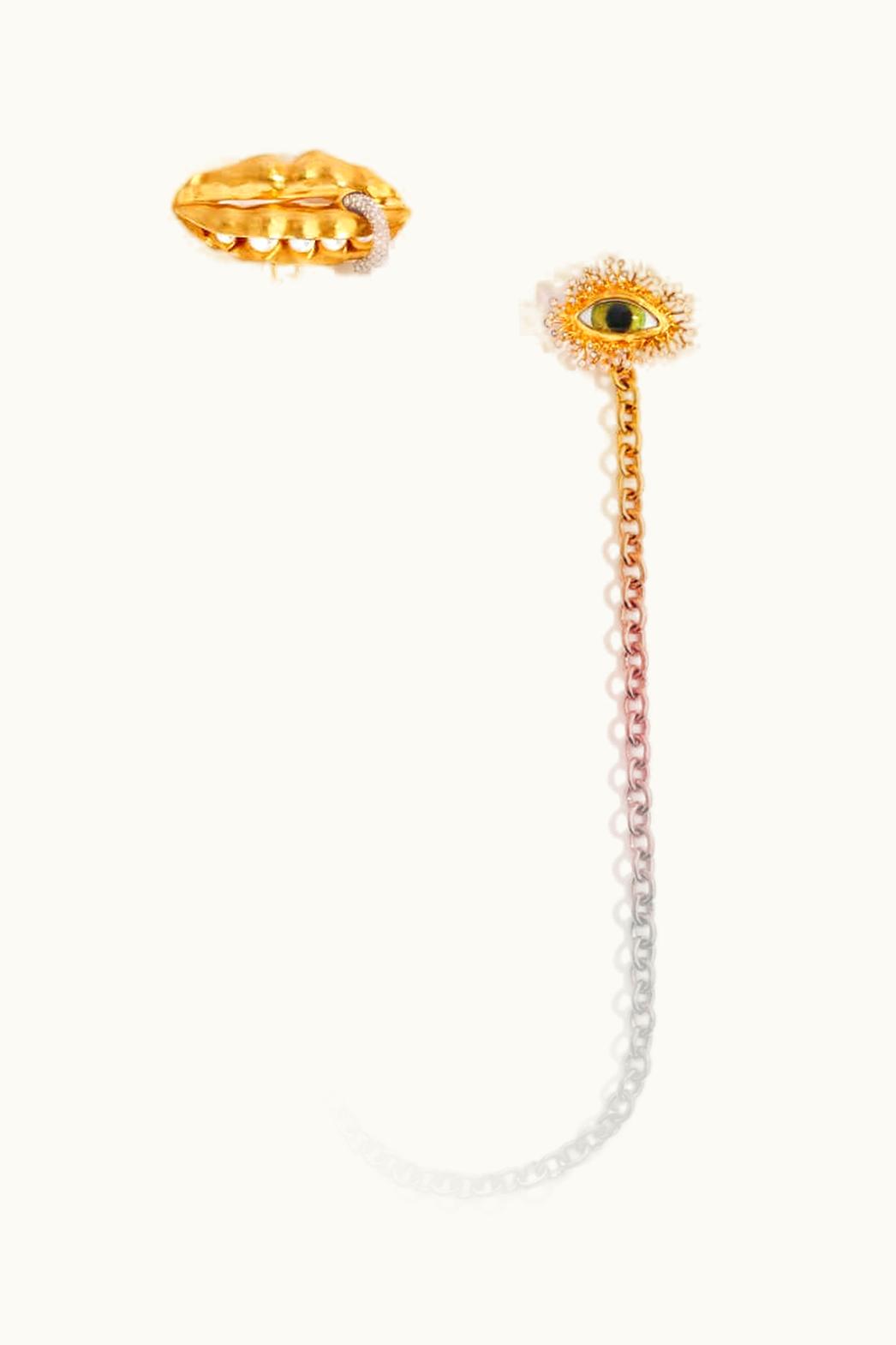 Schiaparelli Schiaparelli Double Brooch Bean Mouth And Eye