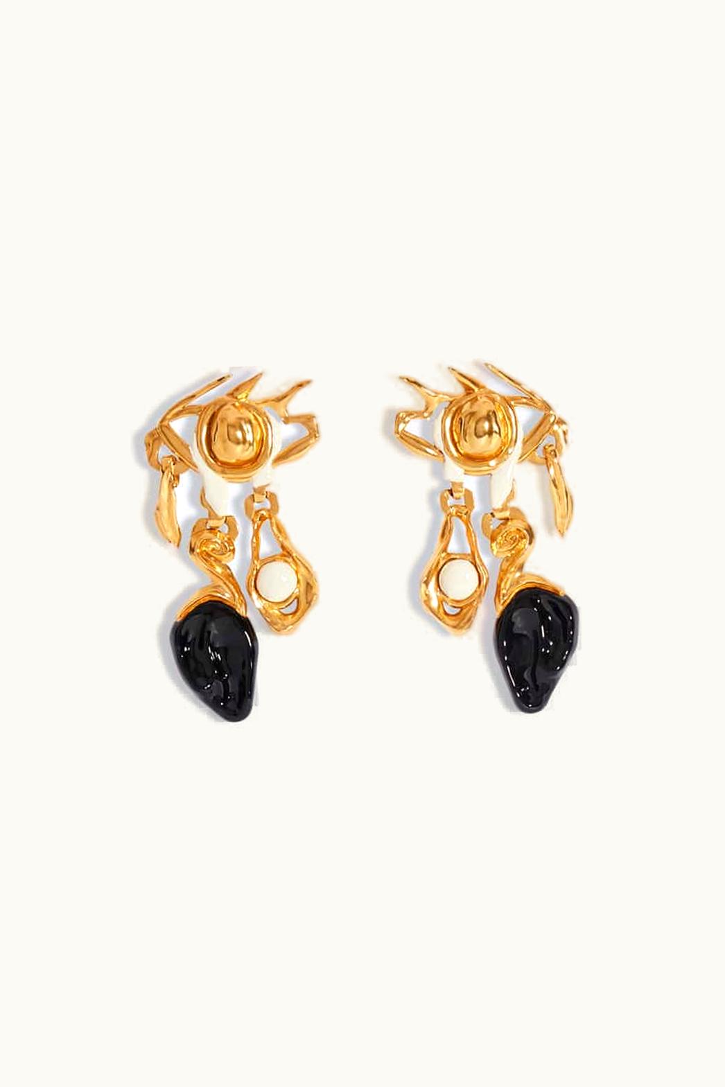 Schiaparelli Schiaparelli Pair Of Brass Teardrop Eye Earrings