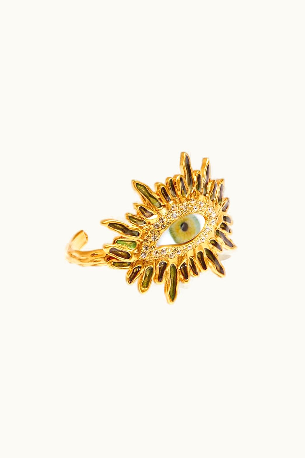 Schiaparelli Schiaparelli Enamel And Rhinestones Eye Bangle Bracelet