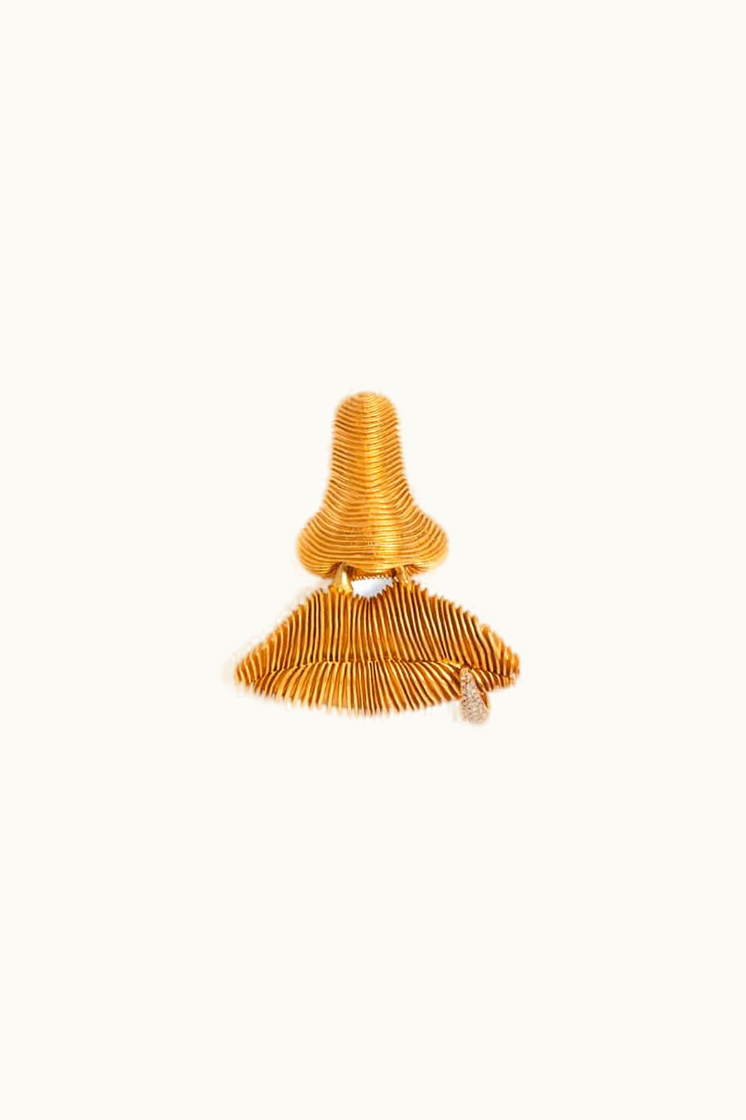 Schiaparelli Schiaparelli Golden Brass Pierced Nose Brooch