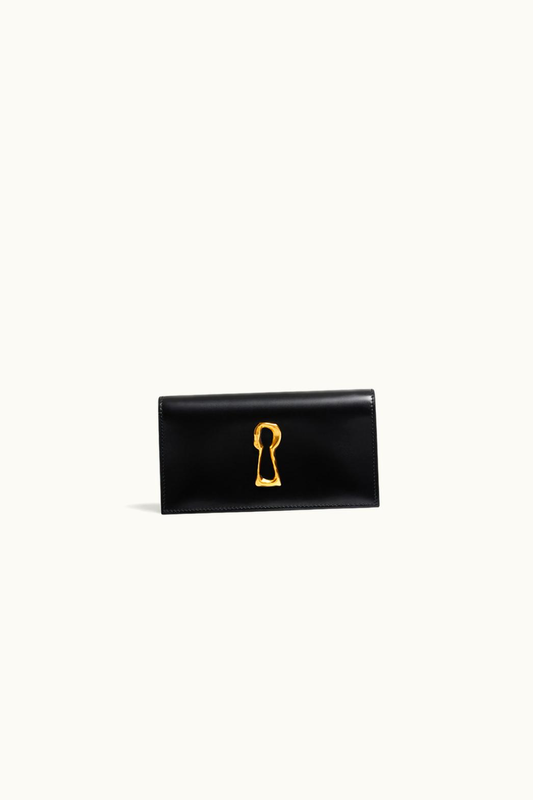 Schiaparelli Schiaparelli Keyhole Signature Leather Clutch Black
