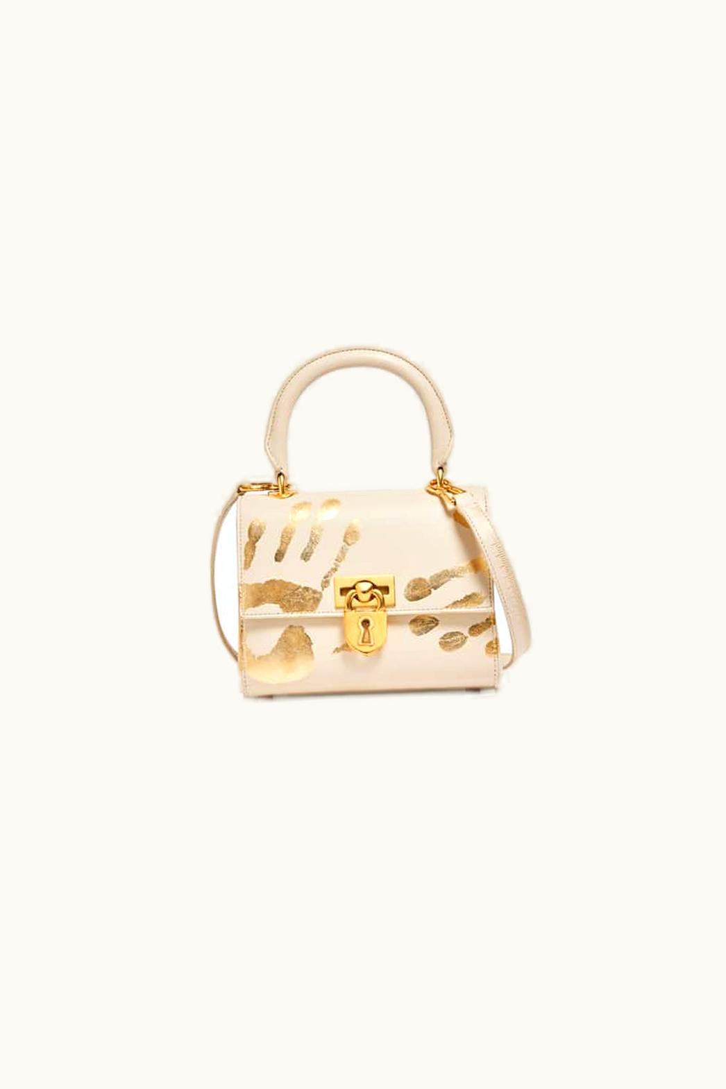 Schiaparelli Schiaparelli Handprint Mini Secret Bag Lambskin Gold Shocking Pink