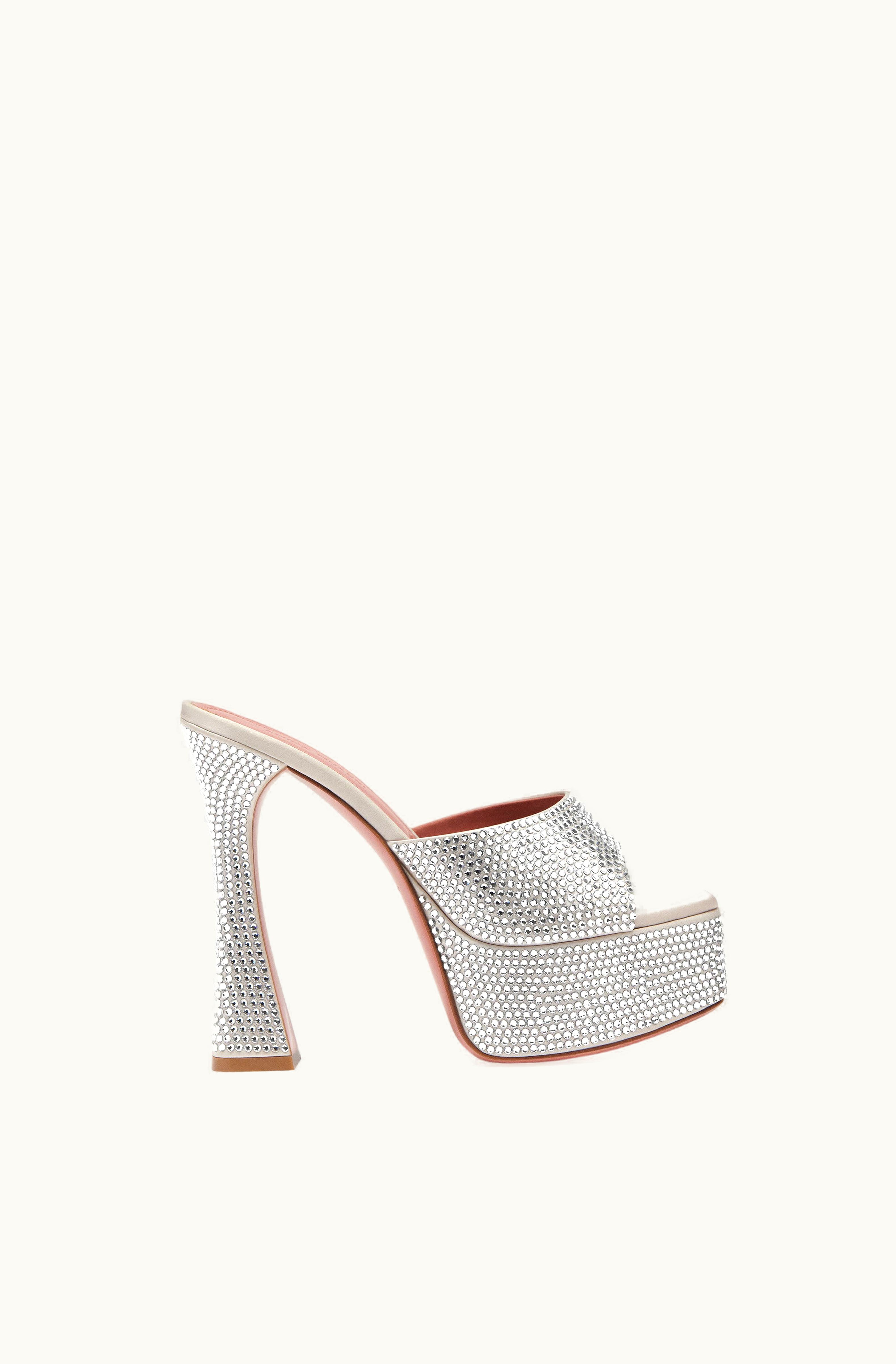 Amina Muaddi Amina Muaddi Dalida Crystal Plateau Slipper Silver Satin And White Crystals