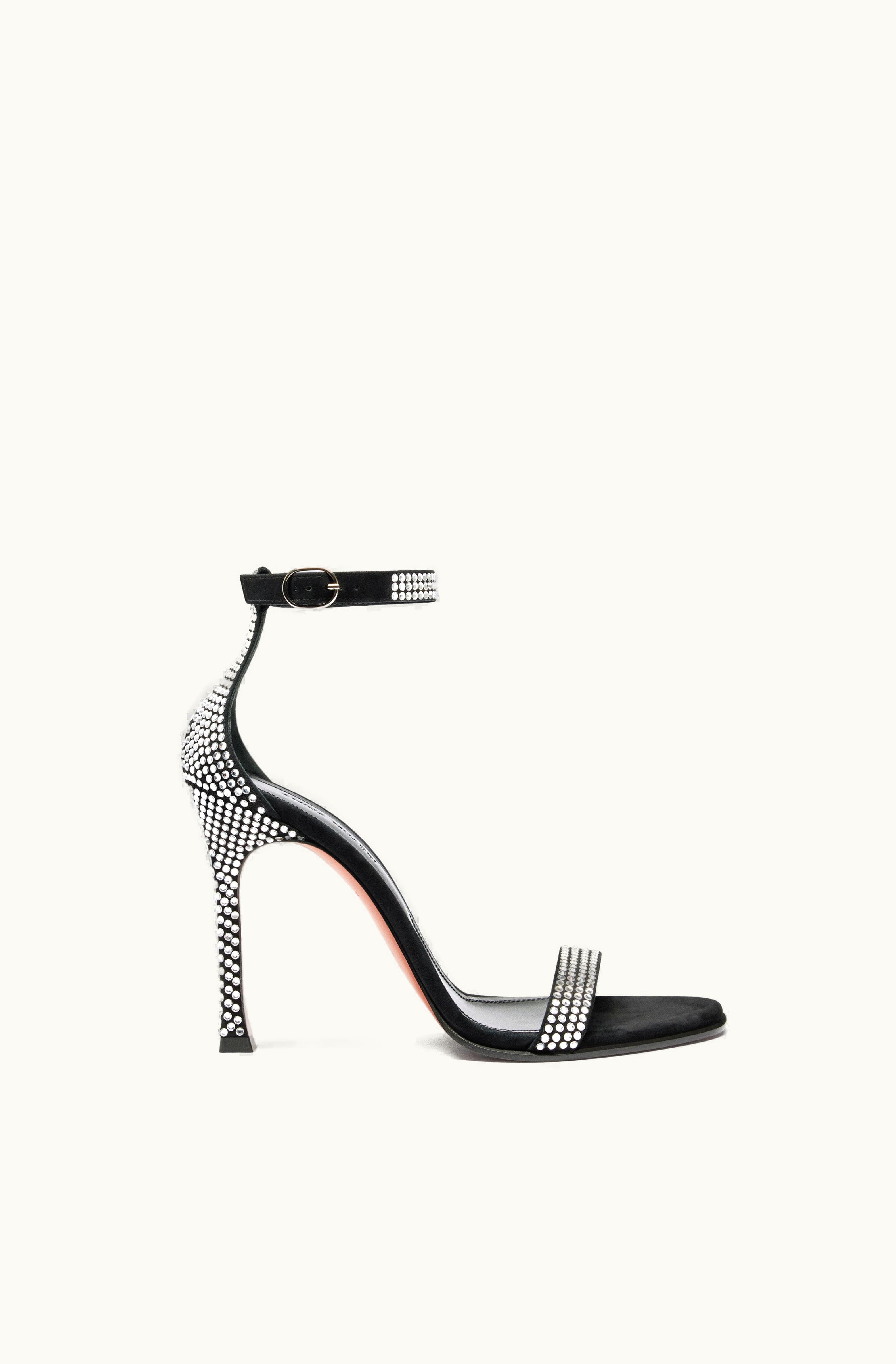 Amina Muaddi Amina Muaddi Kim Crystal Sandal Black Suede