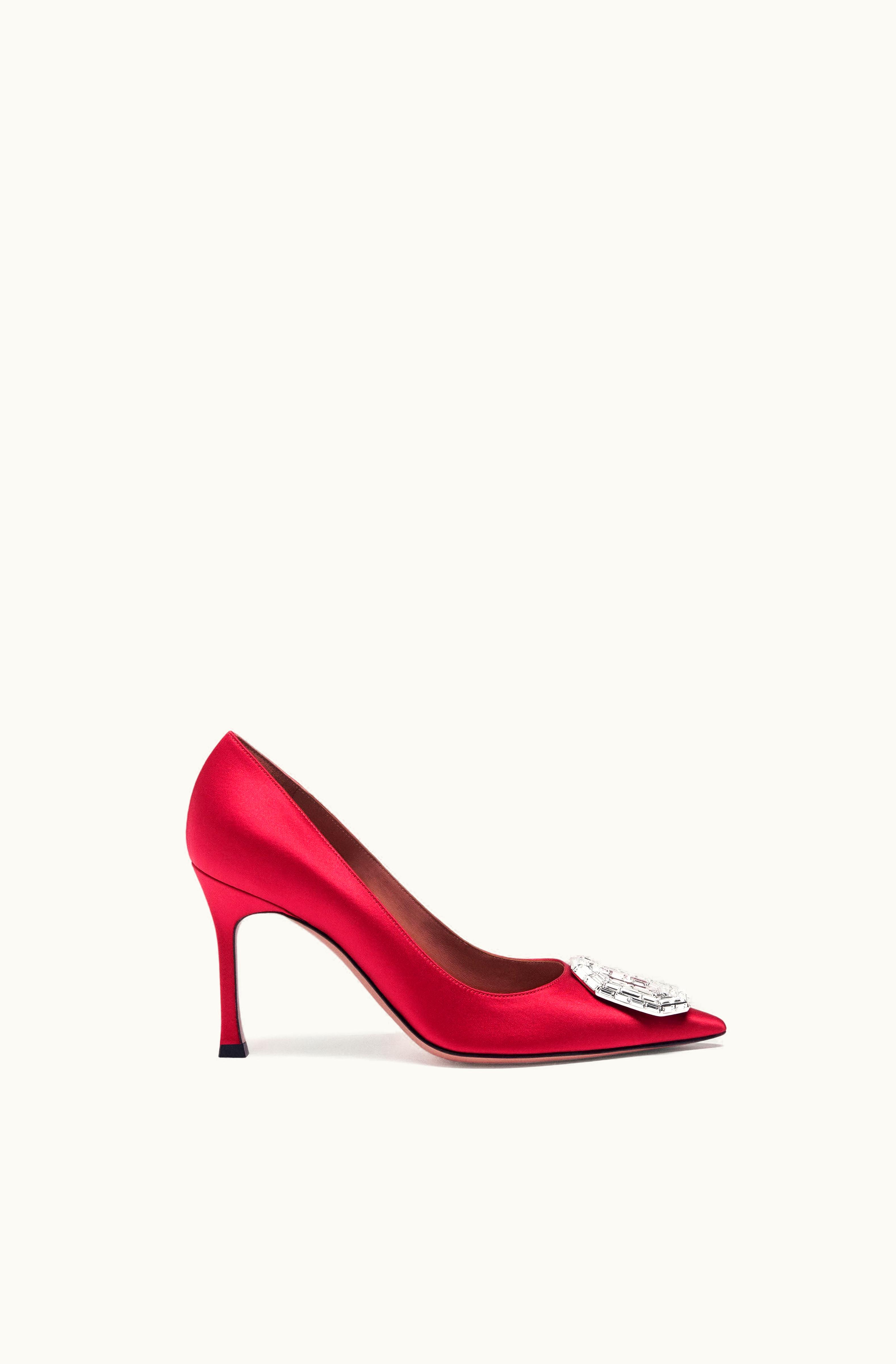 Amina Muaddi Amina Muaddi Camelia Pump 90 Dark Red Satin