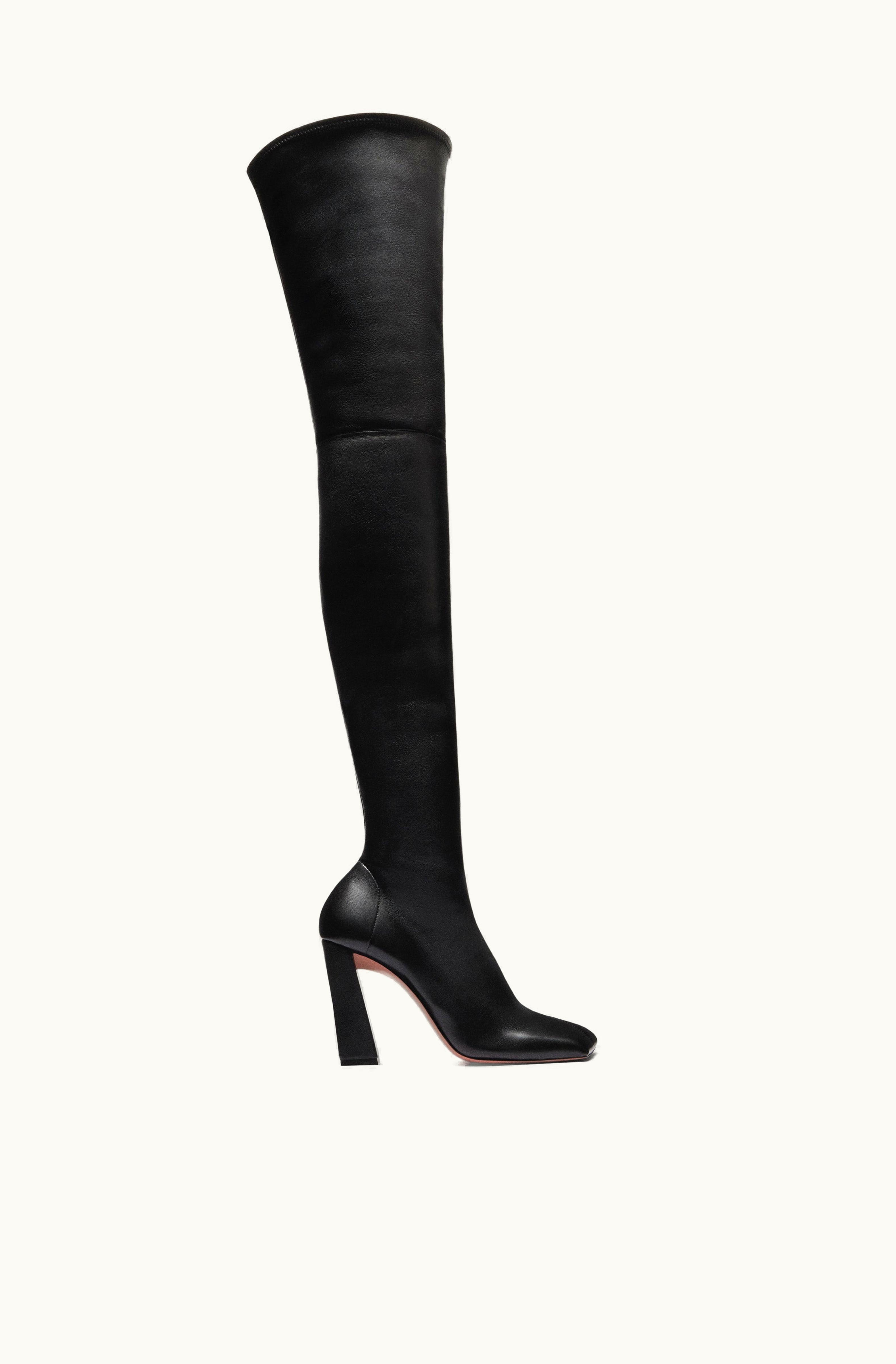 Amina Muaddi Amina Muaddi Marine Stretch Thigh High Boot Black Stretch Nappa
