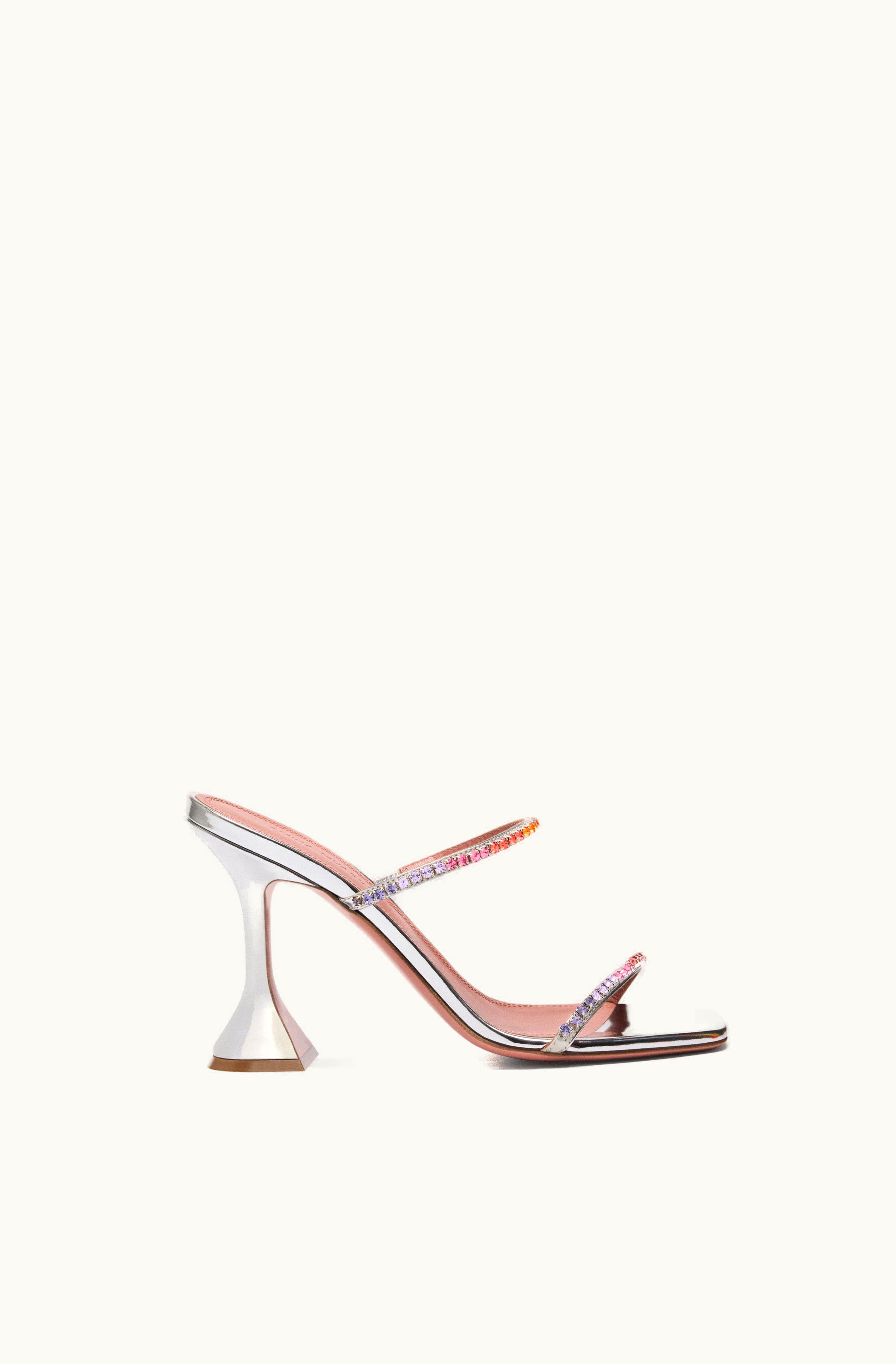 Amina Muaddi Amina Muaddi Gilda Slipper Steel Mirror And Sunset Ombre Crystals