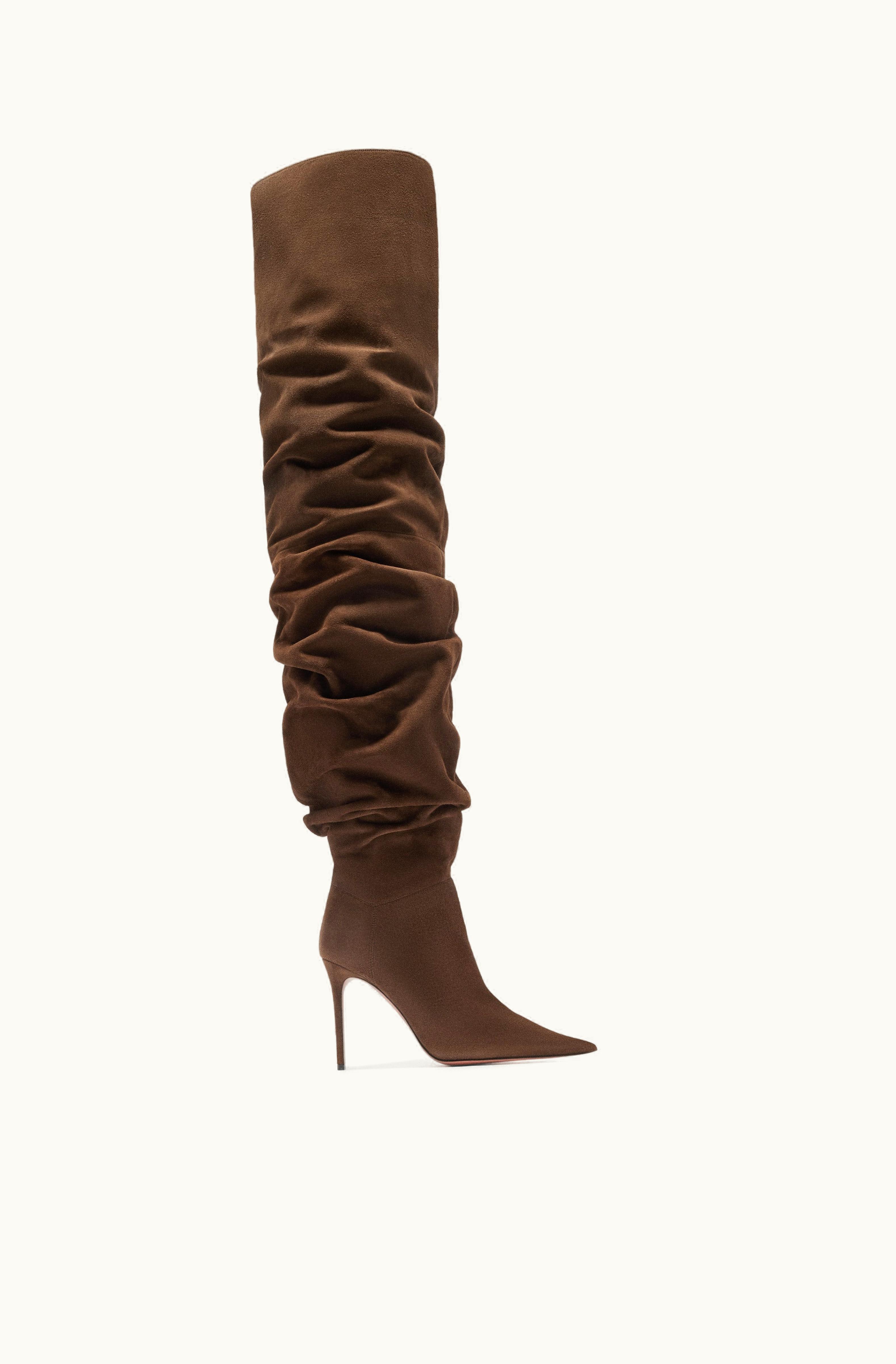 Amina Muaddi Amina Muaddi Jahleel Thigh High Boot Coffee Suede