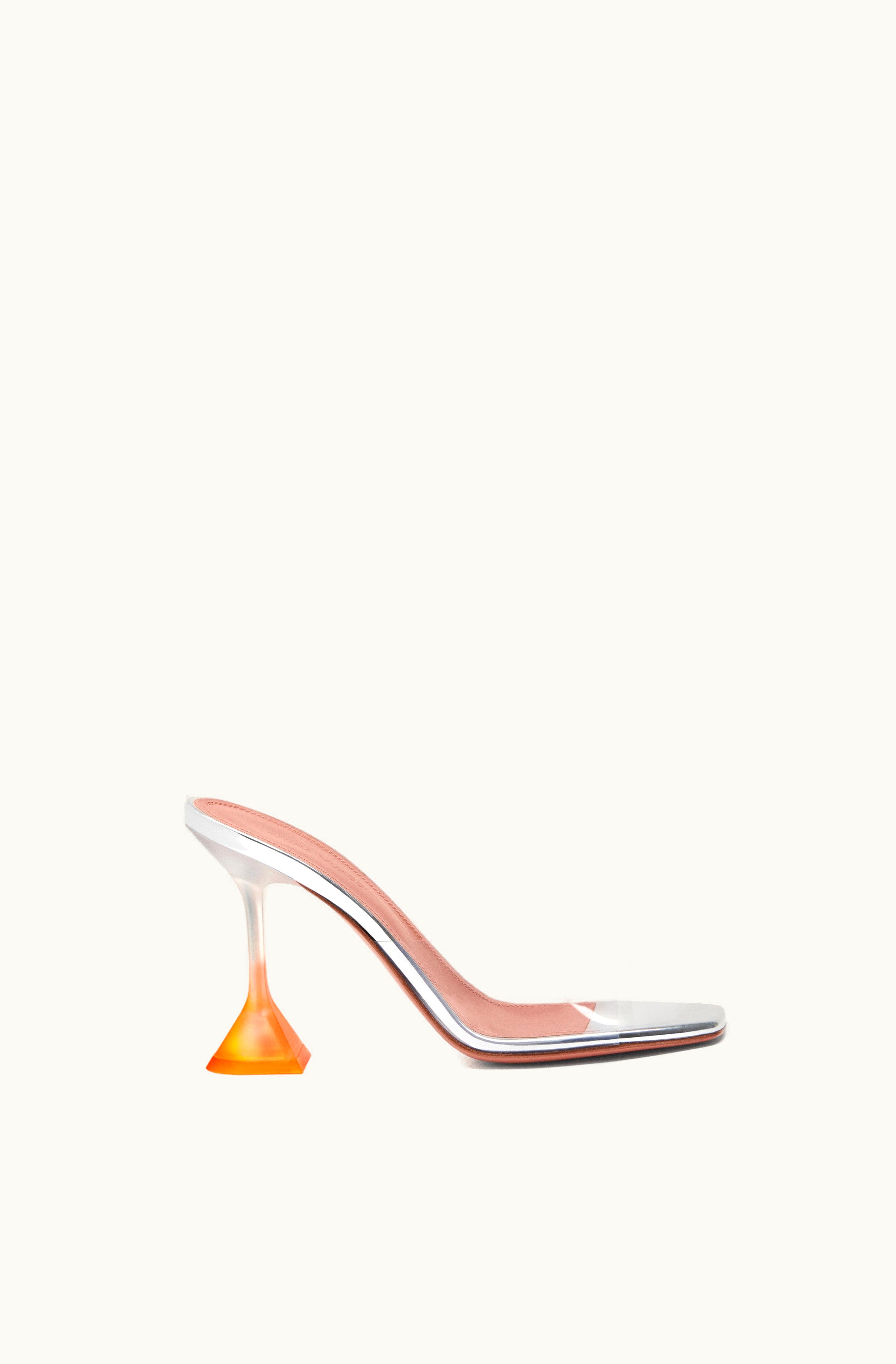 Amina Muaddi Amina Muaddi Lupita Glass Slipper Transparent Pvc And Orange Ombre Heel