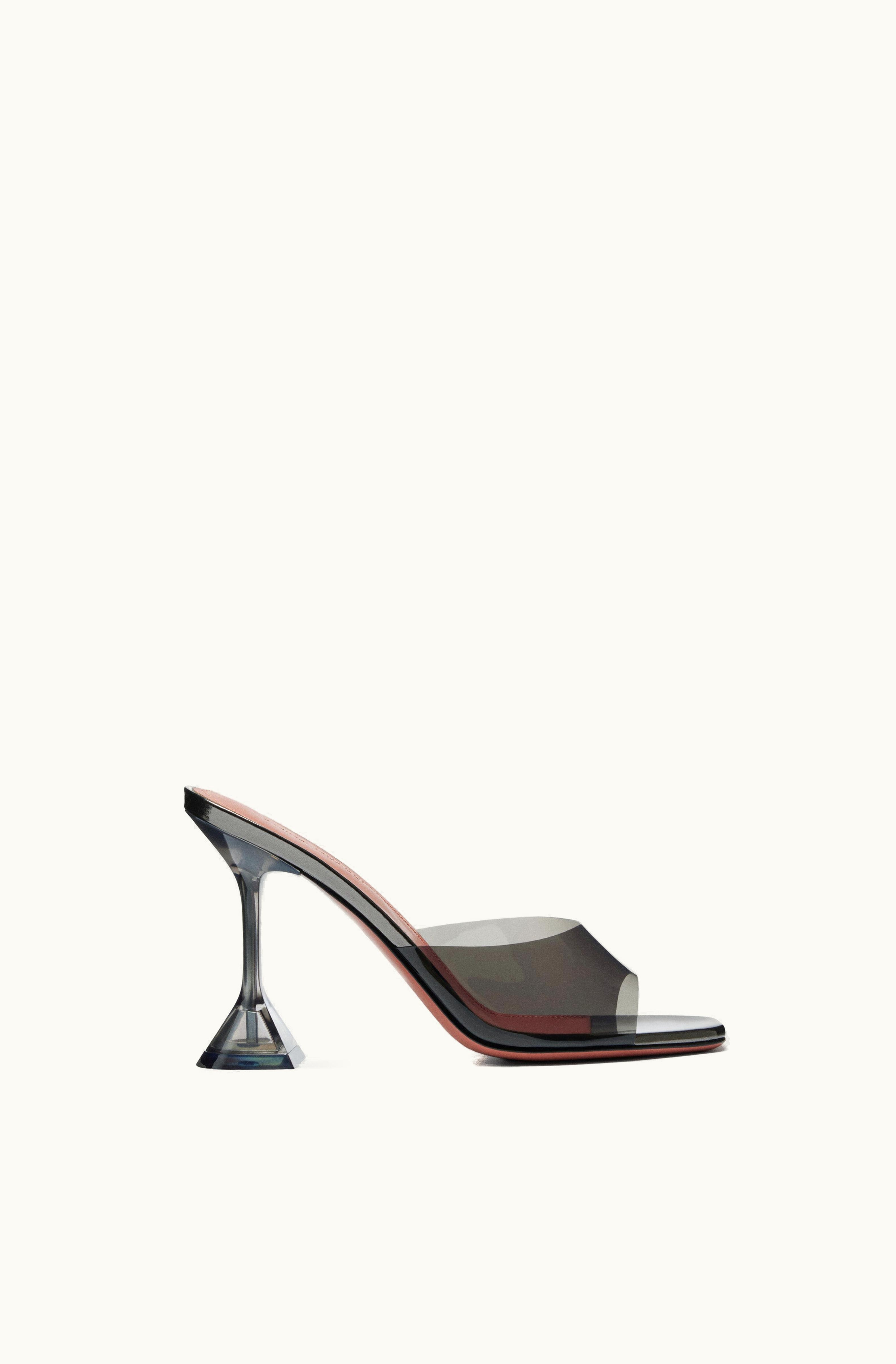 Amina Muaddi Amina Muaddi Lupita Glass Slipper Dark Grey Pvc