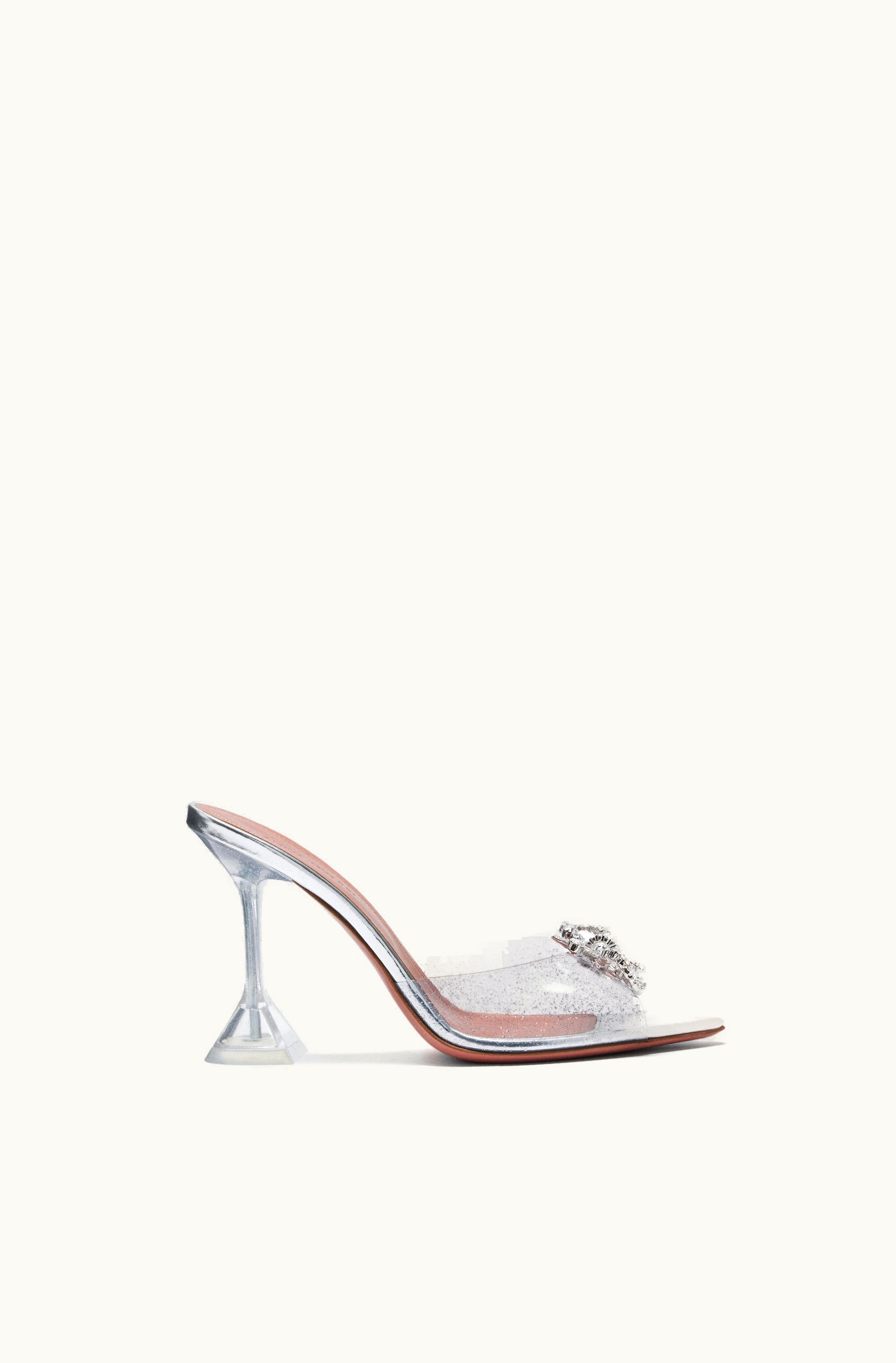 Amina Muaddi Amina Muaddi Rosie Glass Slipper Silver Glitter Pvc
