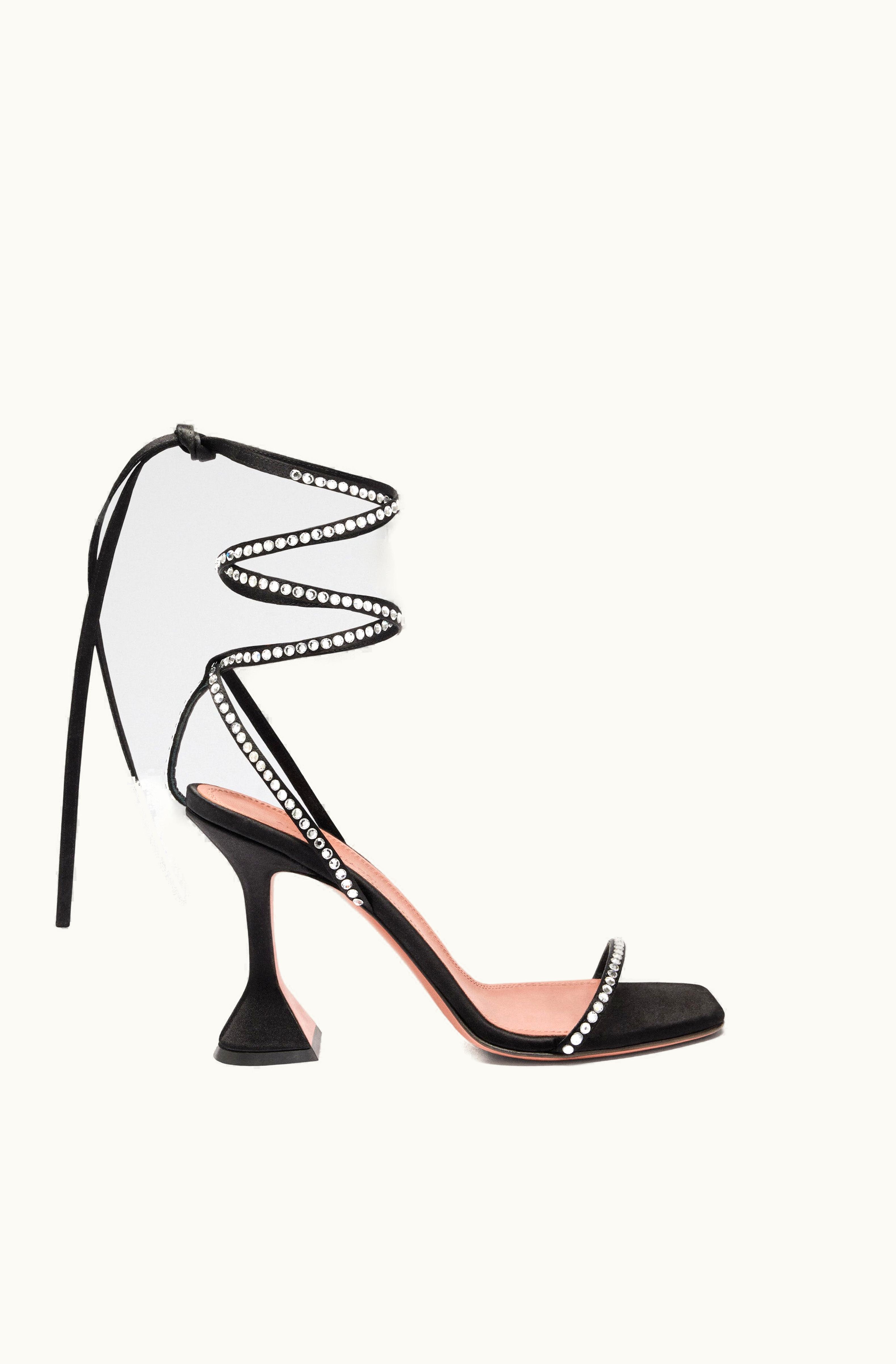 Amina Muaddi Amina Muaddi Vita Crystal Sandal Black Satin