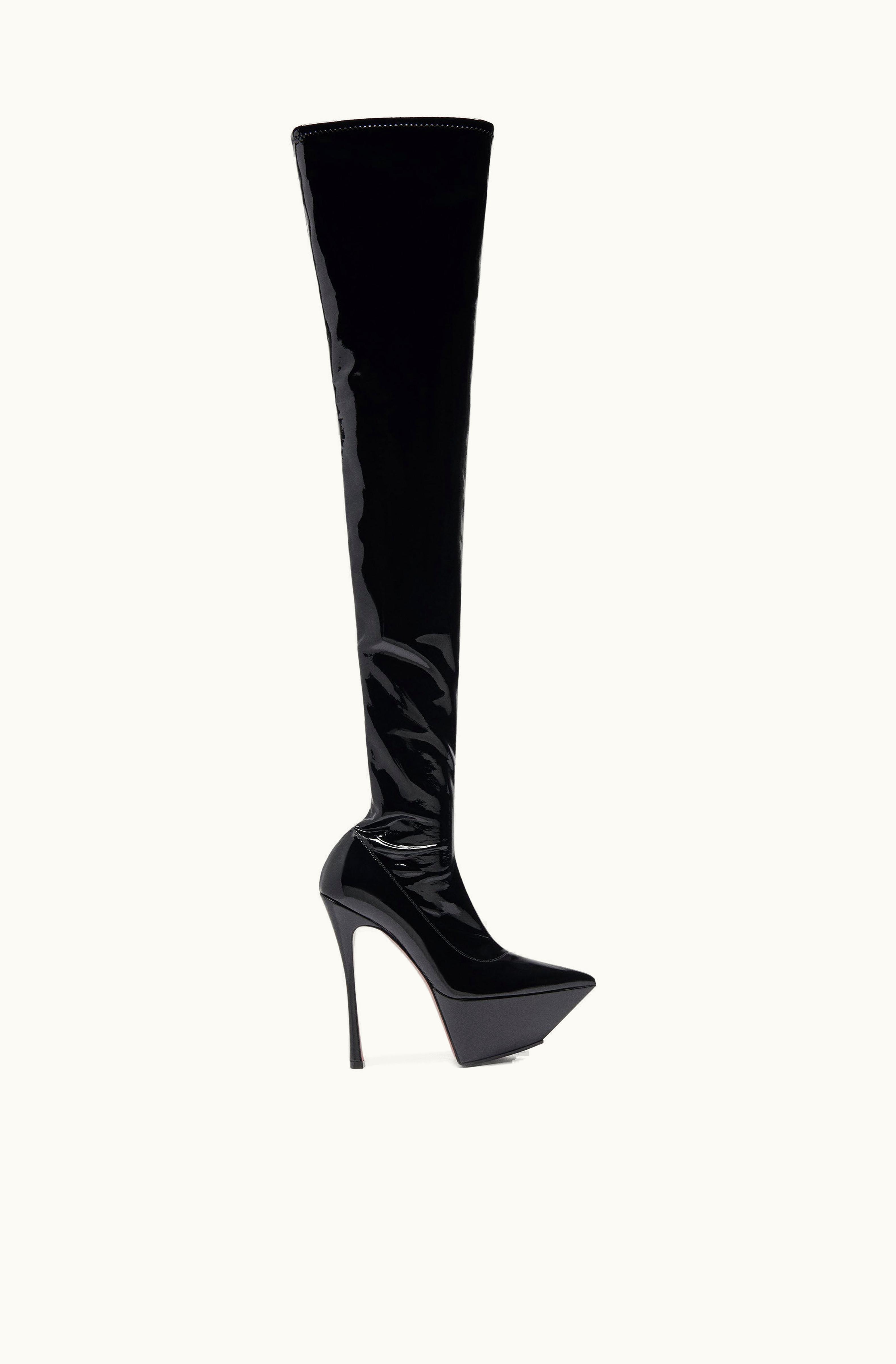 Amina Muaddi Amina Muaddi Yigit Thigh High Boot Black Latex