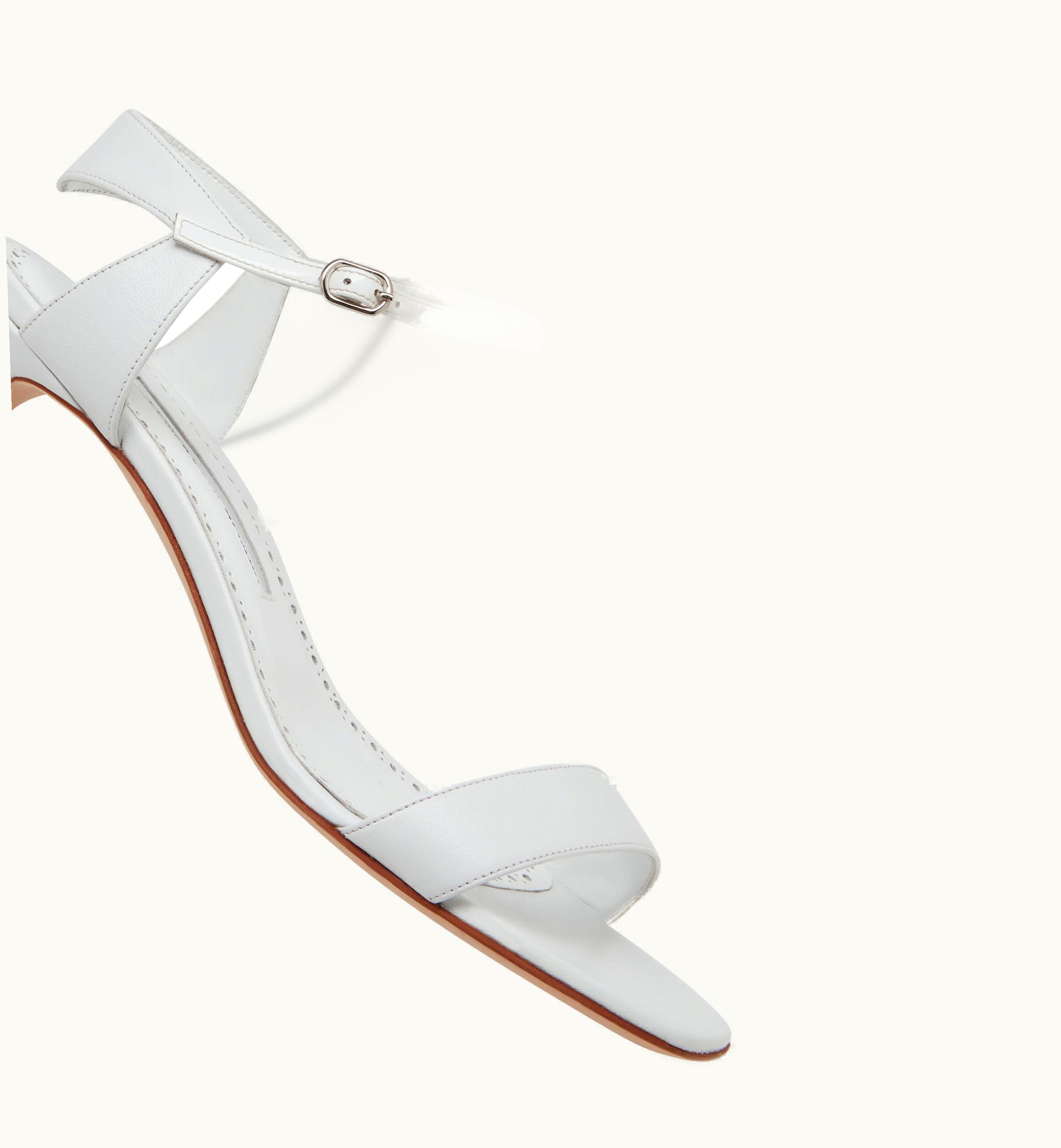 Manolo Blahnik Manolo Blahnik Begasan White Nappa Leather Ankle Strap Sandals