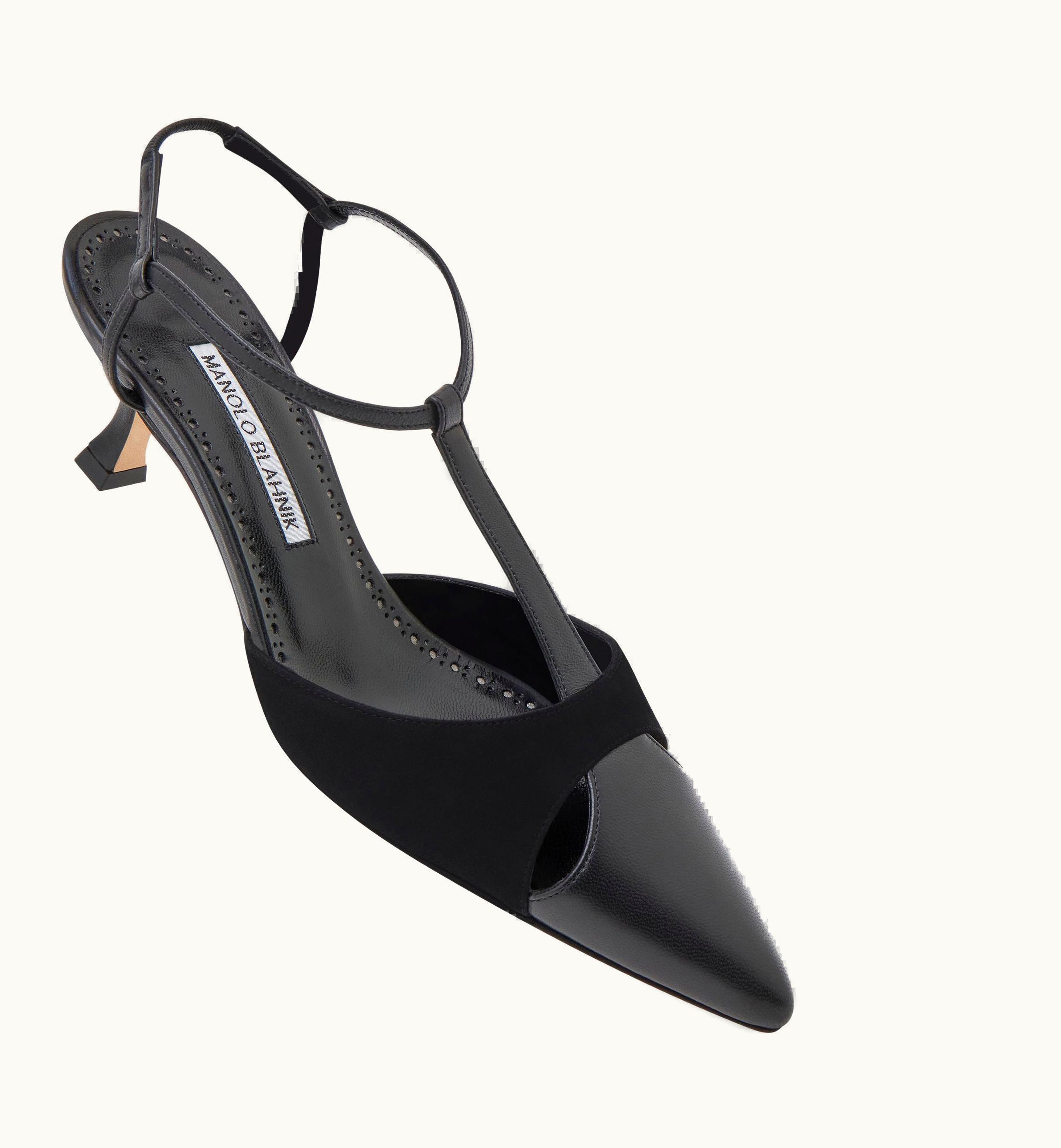 Manolo Blahnik Manolo Blahnik Turgimod Black Nappa Leather T-Bar Pumps