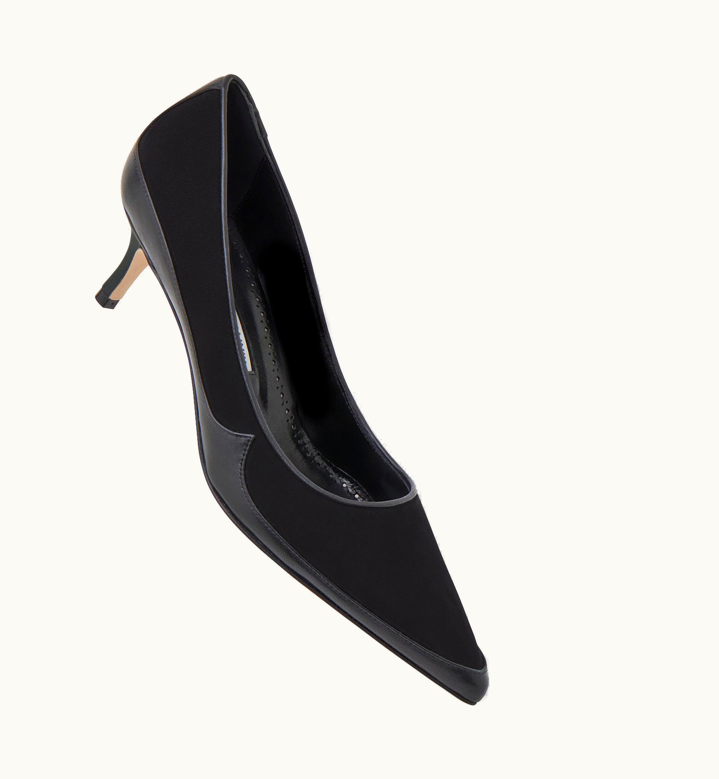 Manolo Blahnik Manolo Blahnik Axidiaso Black Suede Contrast Pumps