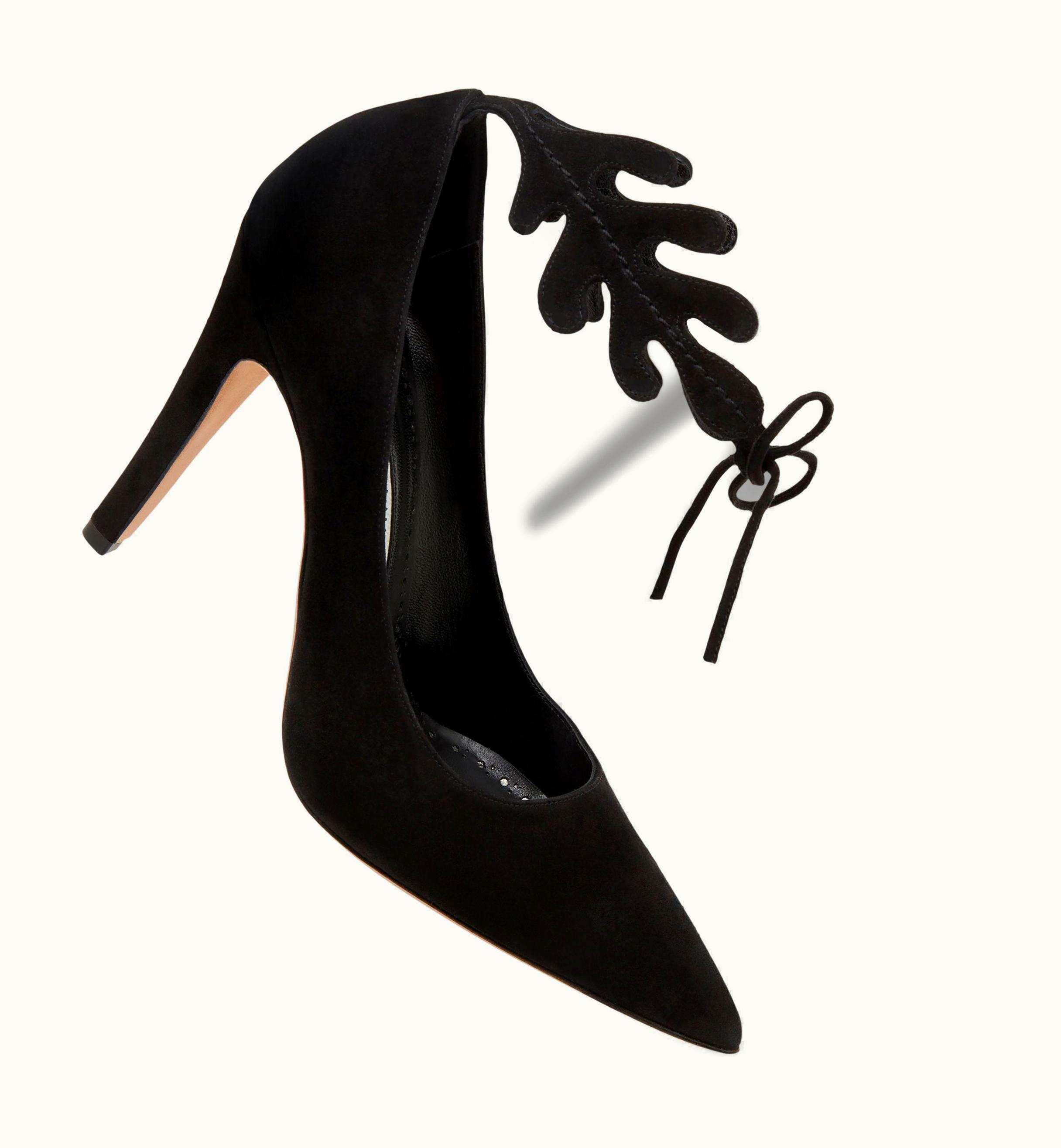 Manolo Blahnik Manolo Blahnik Florettehi Black Suede Ankle Strap Pumps