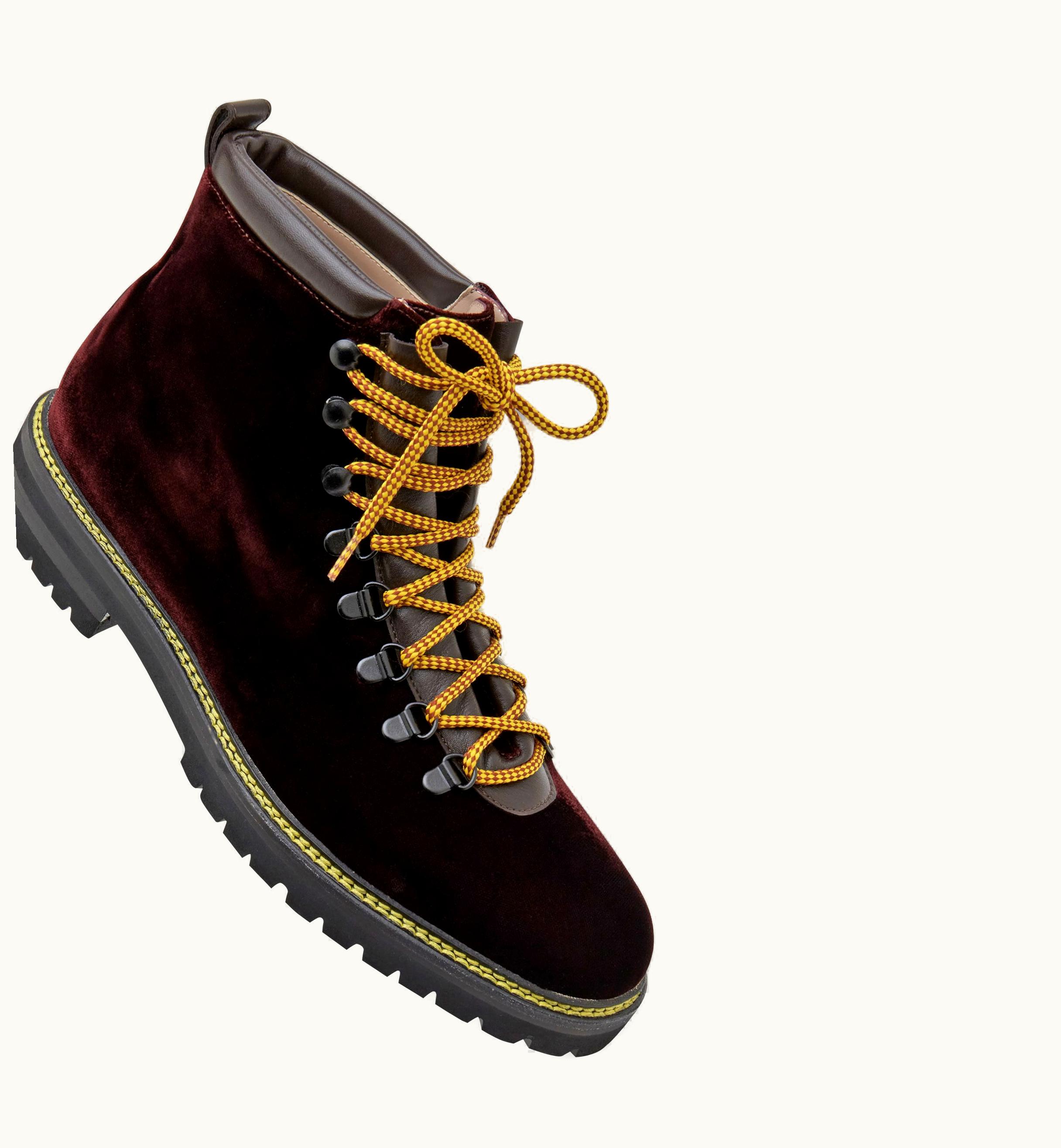 Manolo Blahnik Manolo Blahnik Calaurio Dark Brown Velvet Lace Up Boots