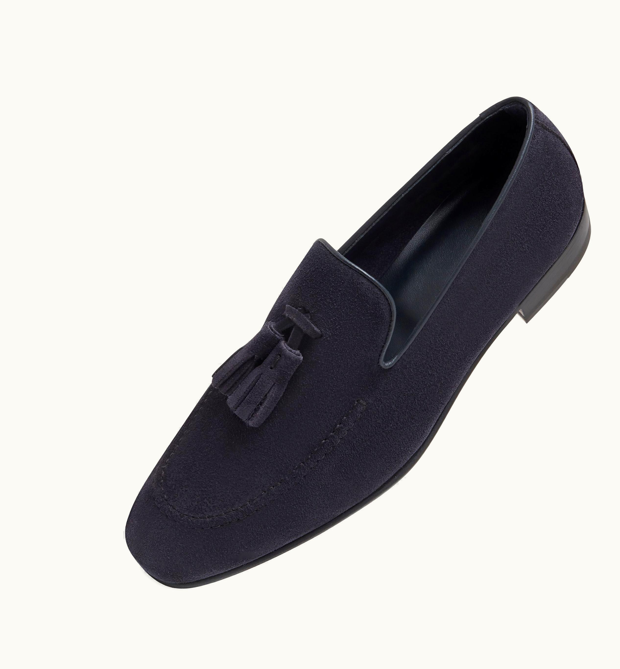 Manolo Blahnik Manolo Blahnik Chester Navy Blue Suede Loafers