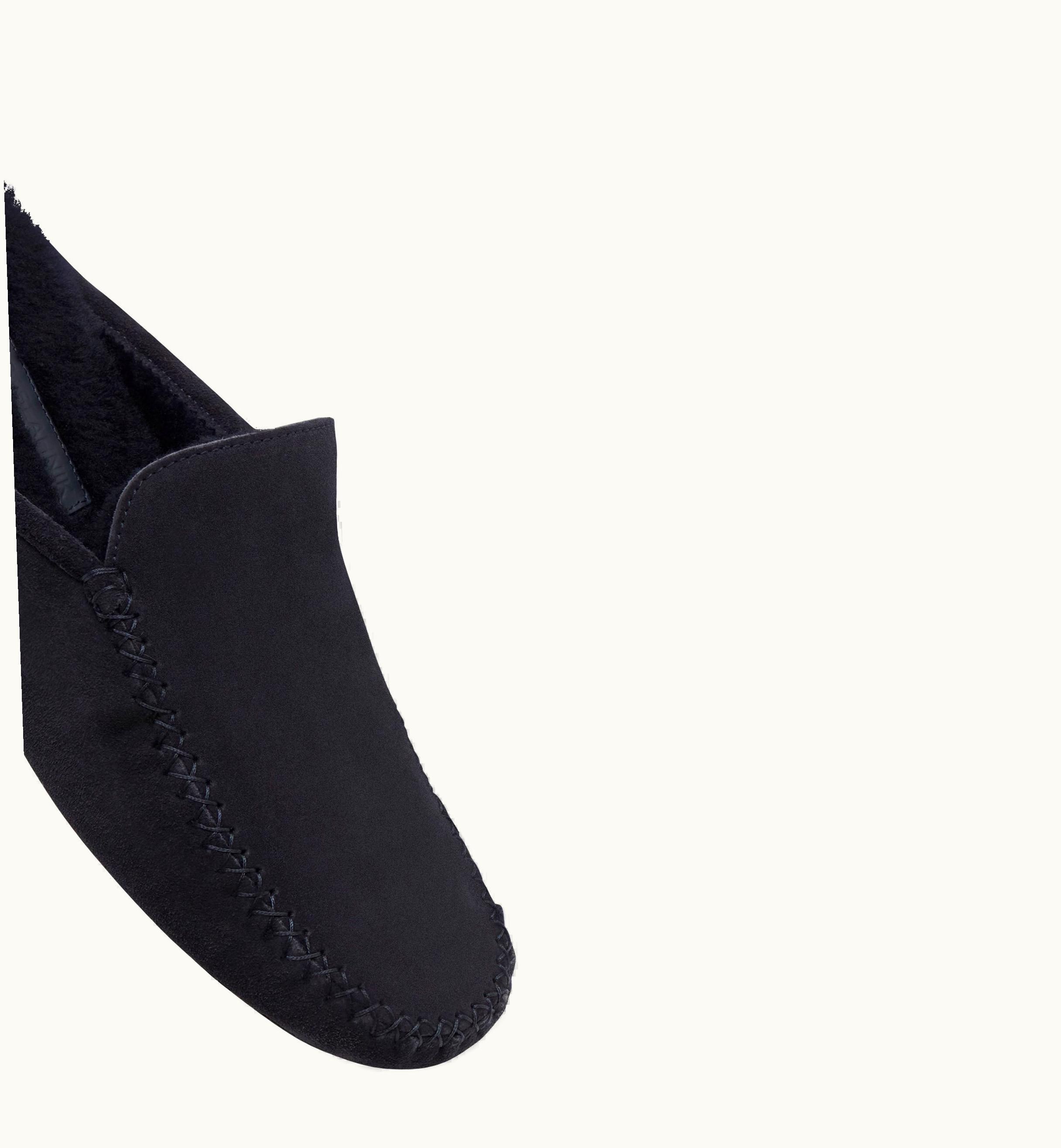 Manolo Blahnik Manolo Blahnik Crawford Navy Blue Suede Slippers