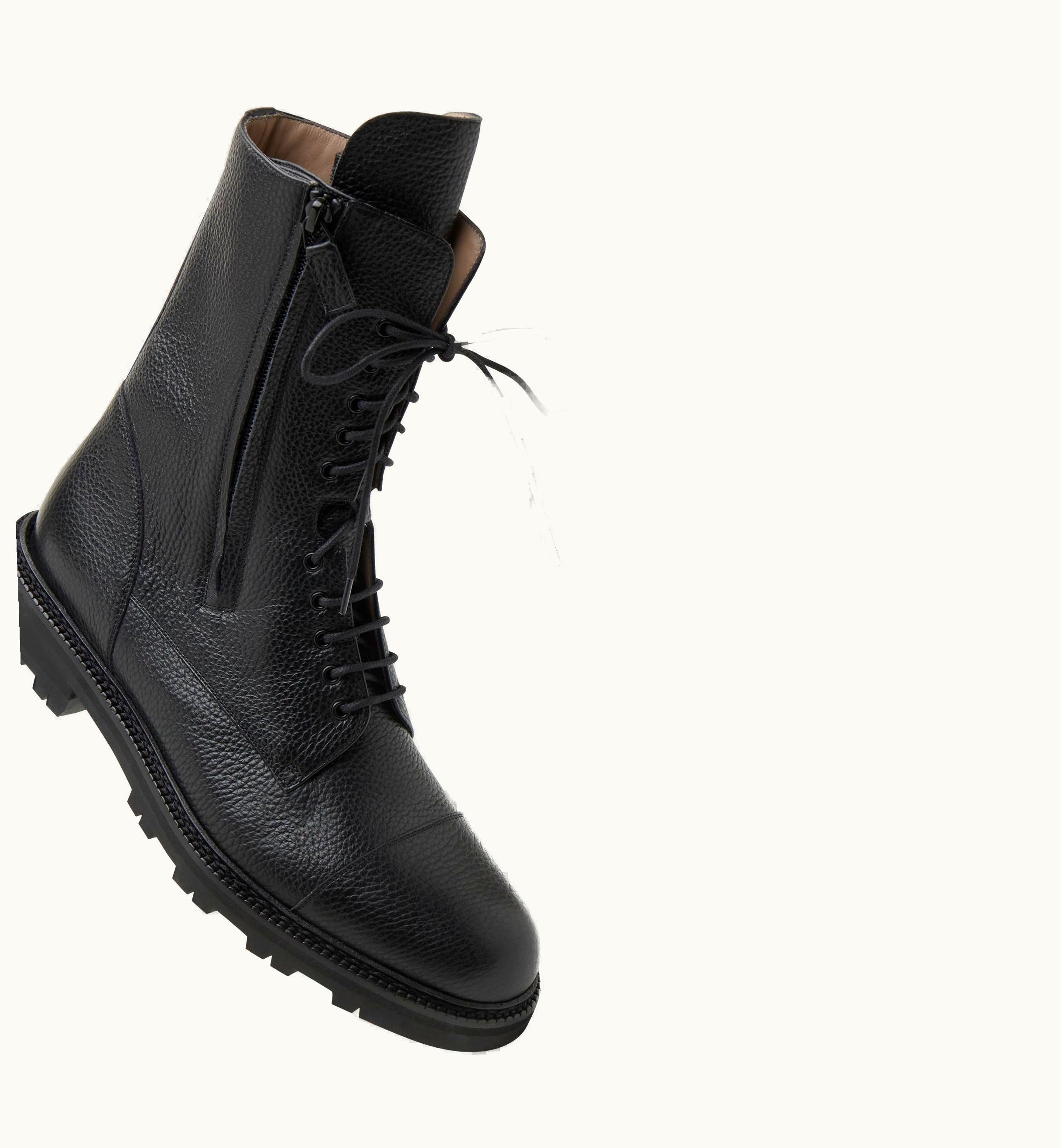 Manolo Blahnik Manolo Blahnik Lugato Black Calf Leather Military Boots