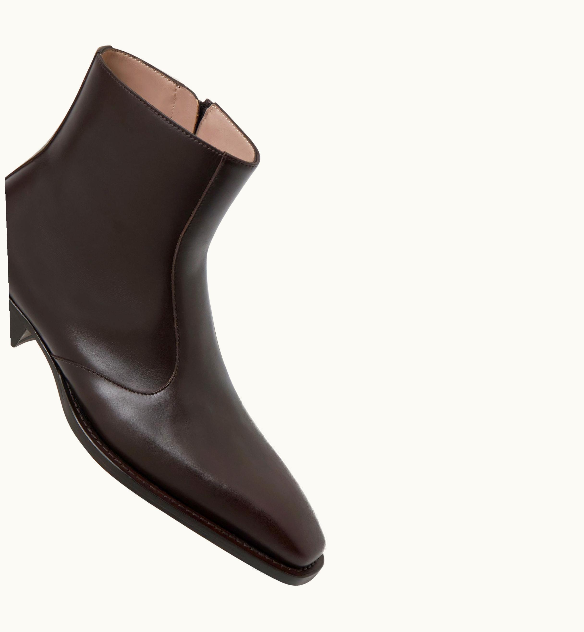 Manolo Blahnik Manolo Blahnik Sloane Brown Calf Leather Ankle Boots