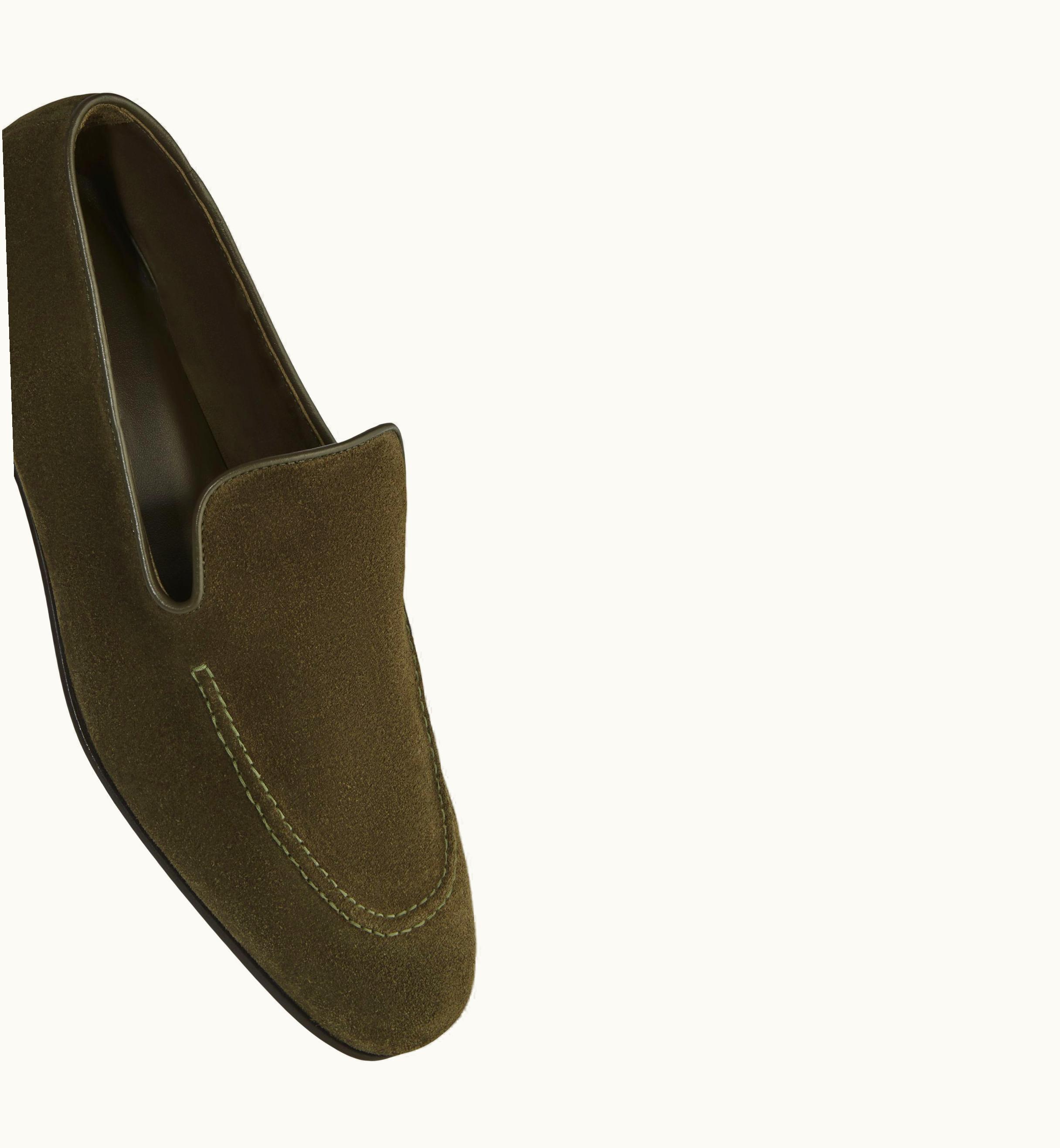 Manolo Blahnik Manolo Blahnik Truro Dark Khaki Suede Loafers