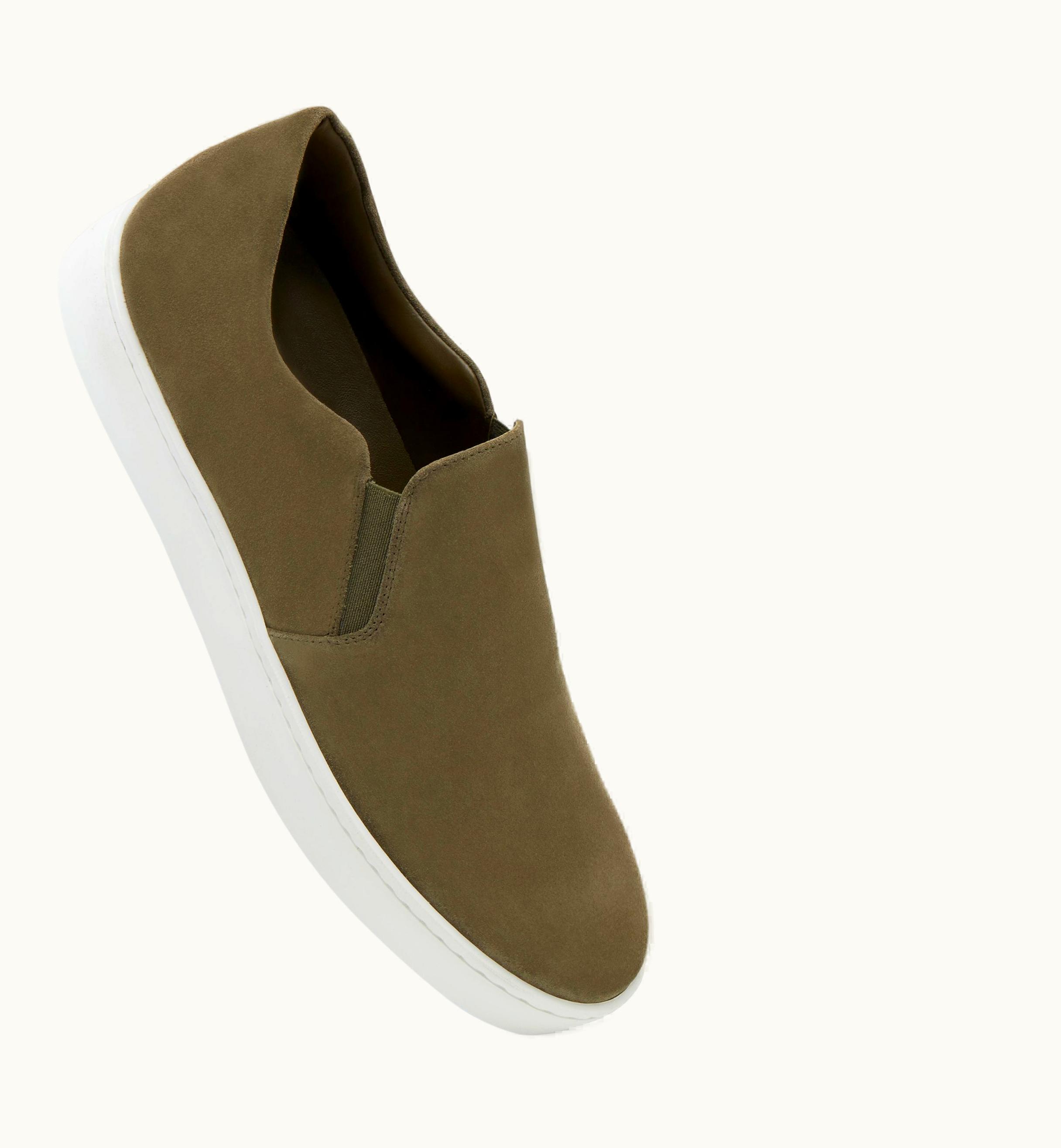 Manolo Blahnik Manolo Blahnik Nadores Khaki Green Suede Slip-On Sneakers