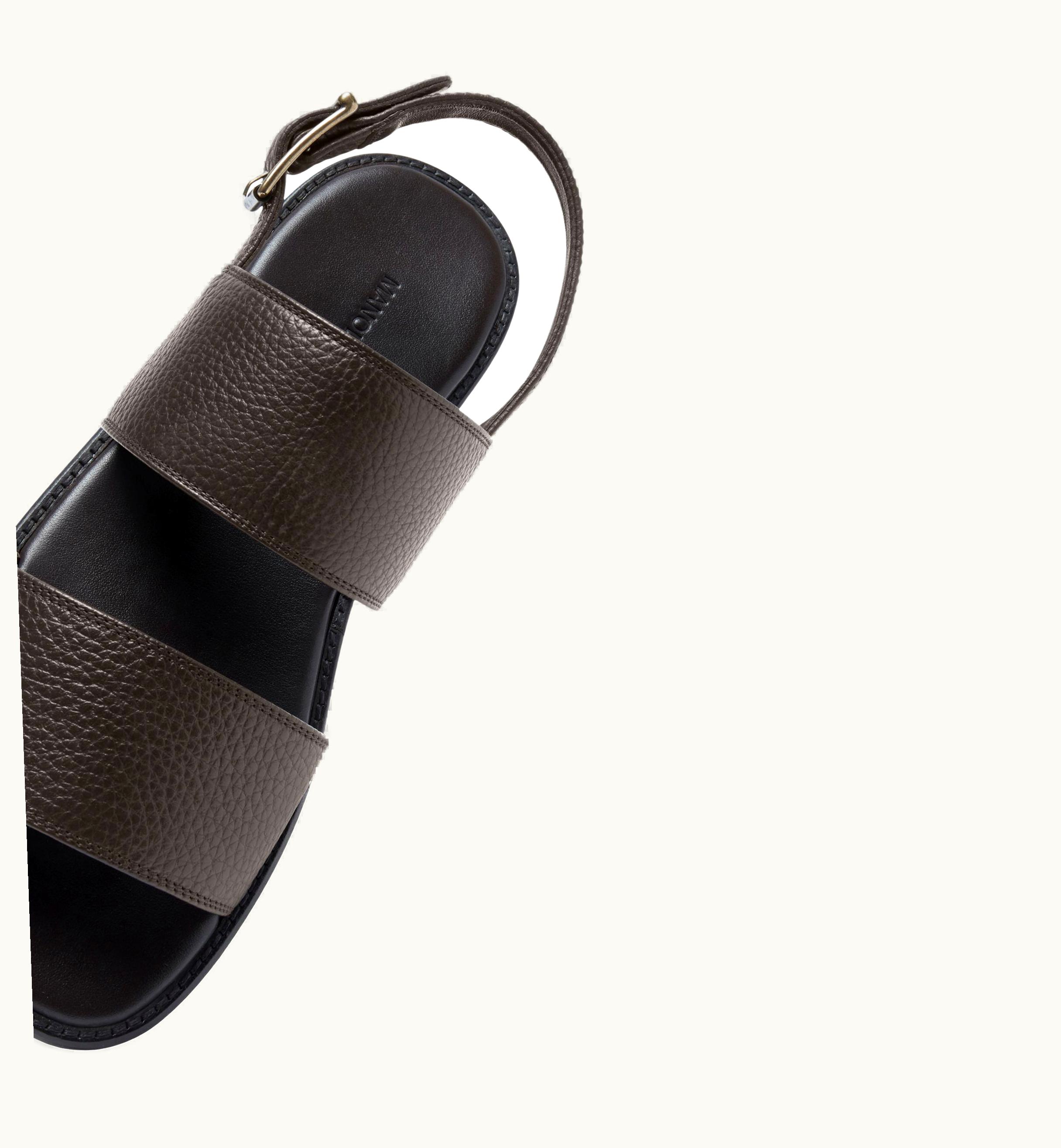 Manolo Blahnik Manolo Blahnik Bulgobis Dark Brown Calf Leather Flat Sandals