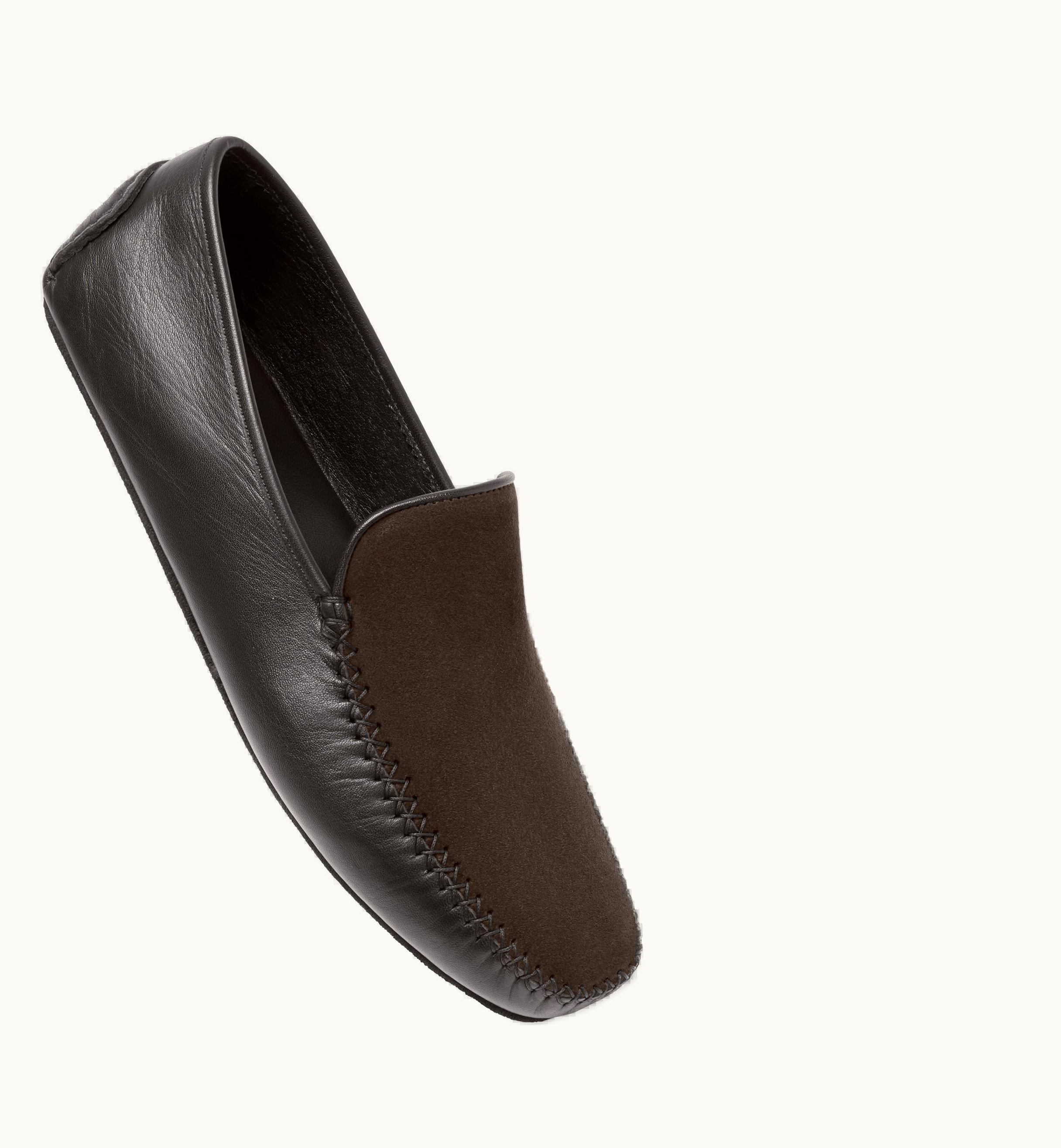 Manolo Blahnik Manolo Blahnik Mayfair Brown Nappa Leather And Suede Driving Shoes 320-1507-0003