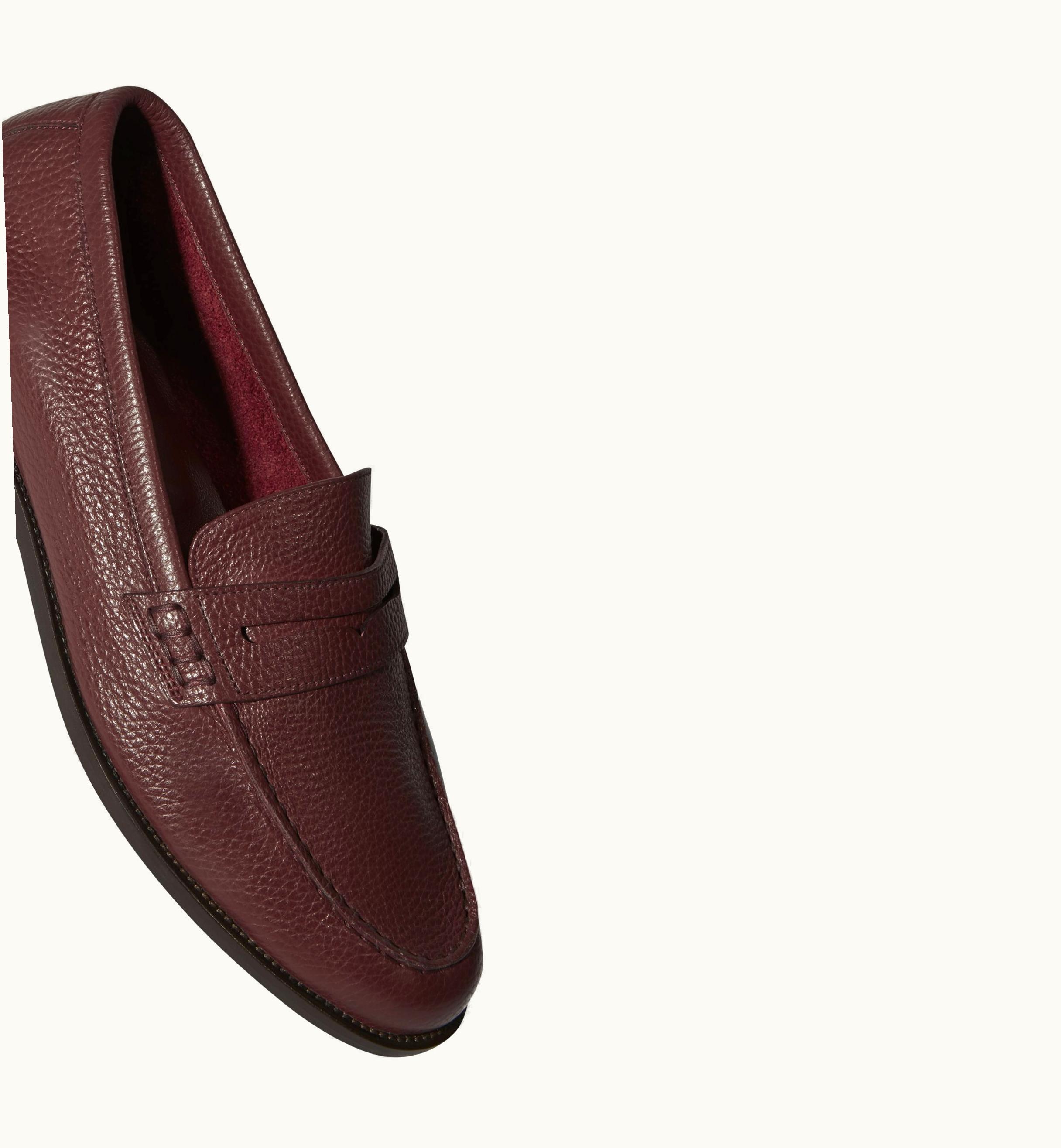 Manolo Blahnik Perry Dark Red Calf Leather Penny Loafers