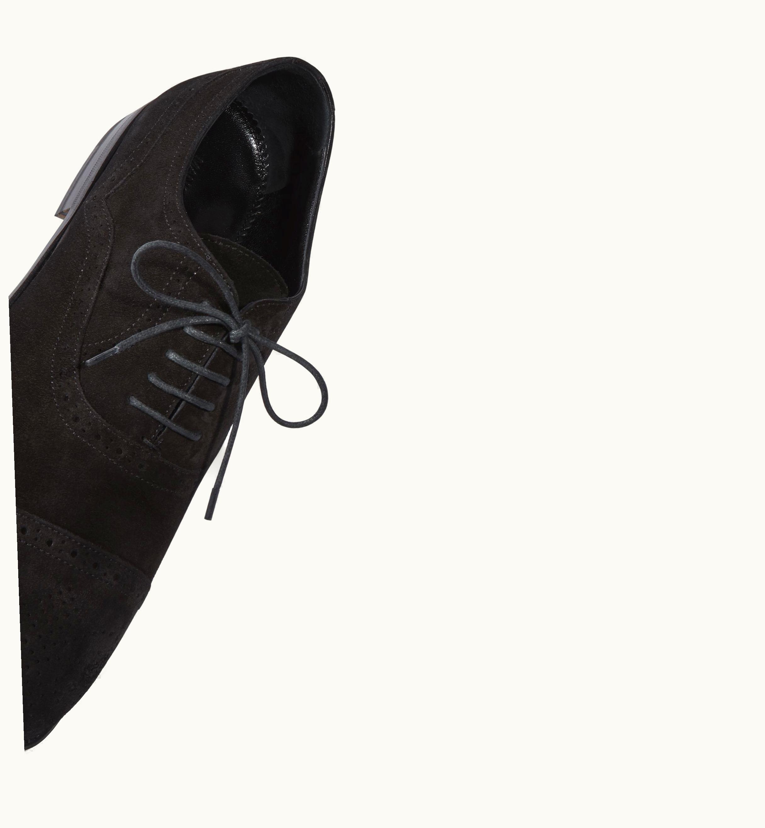 Manolo Blahnik Witney Black Suede Cap Toe Oxfords