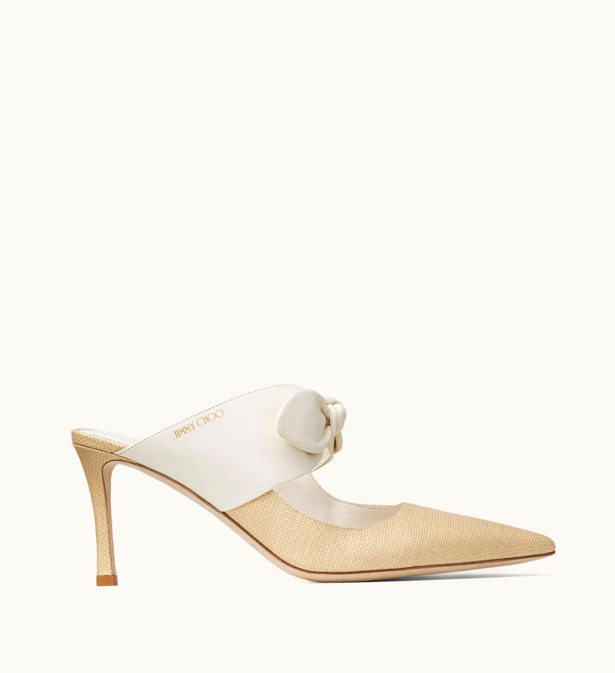 Jimmy Choo Rali 75 Natural / Latte Nappa Leather And Rafia Pumps