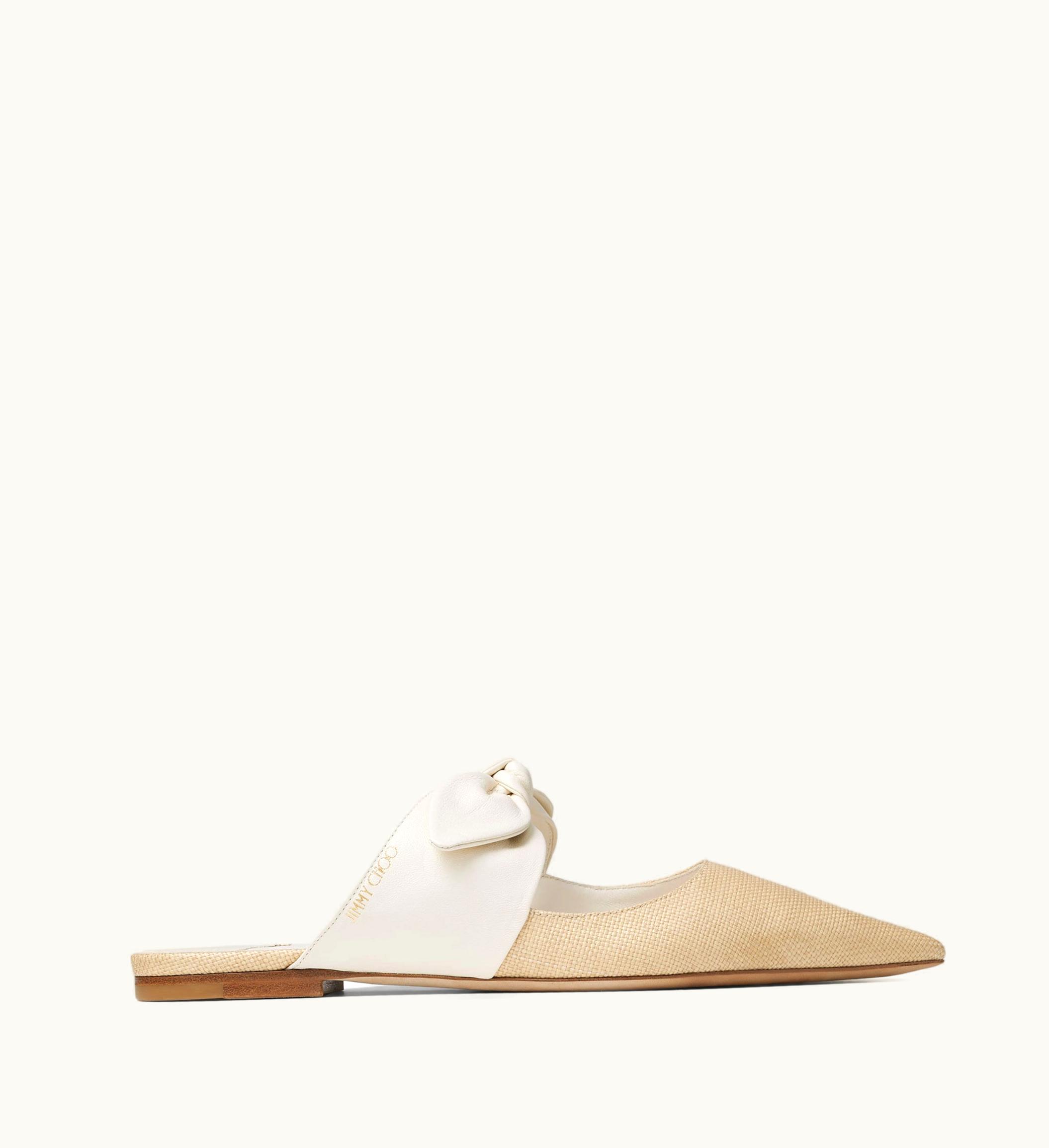 Jimmy Choo Rali Flat Latte Nappa Leather With Raffia Flats
