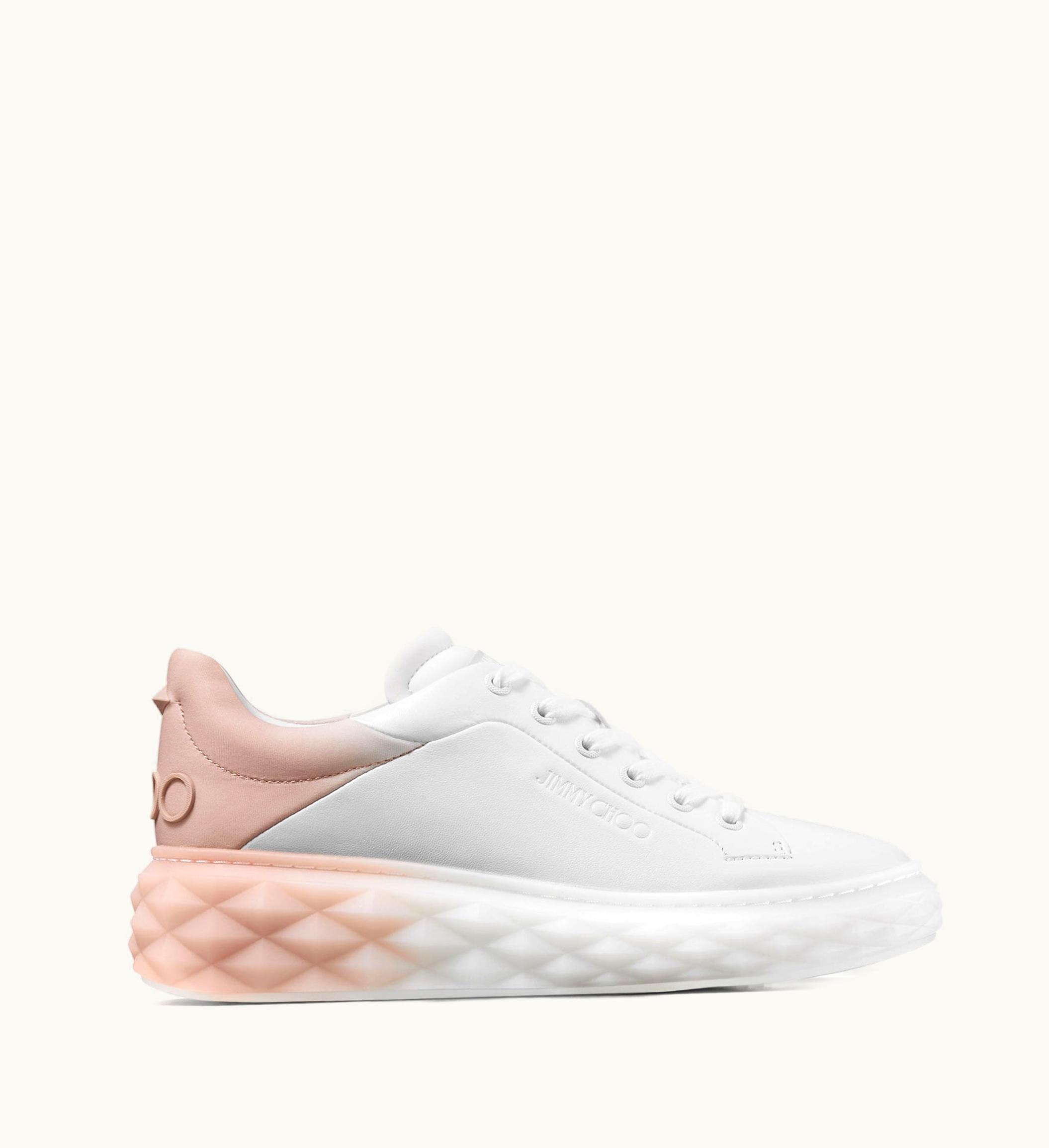 Jimmy Choo Diamond Maxi / F II White And Macaron Leather Trainers With Platform Sole
