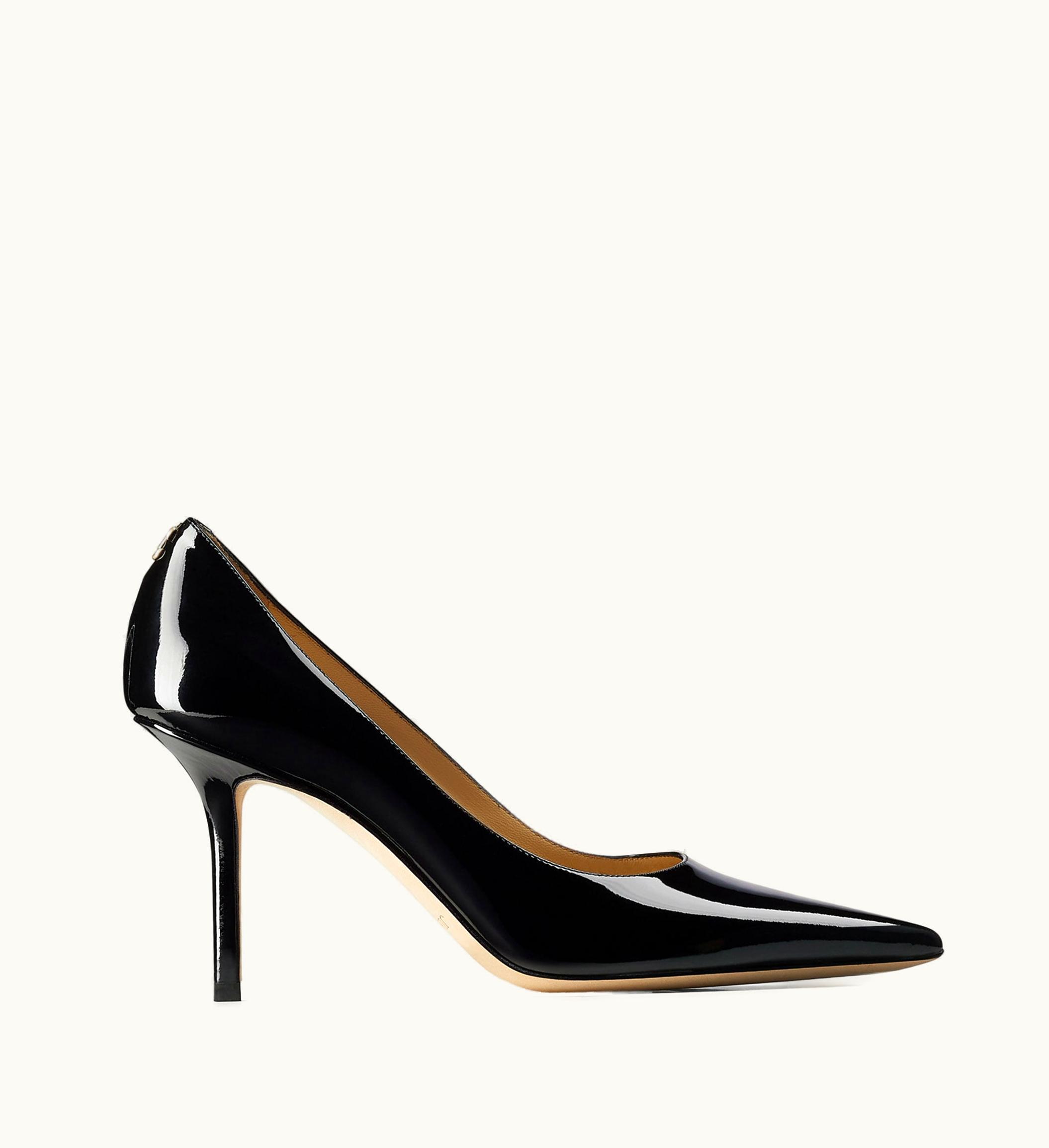 Jimmy Choo Love 85 Black Patent Leather Pumps With Jc Emblem