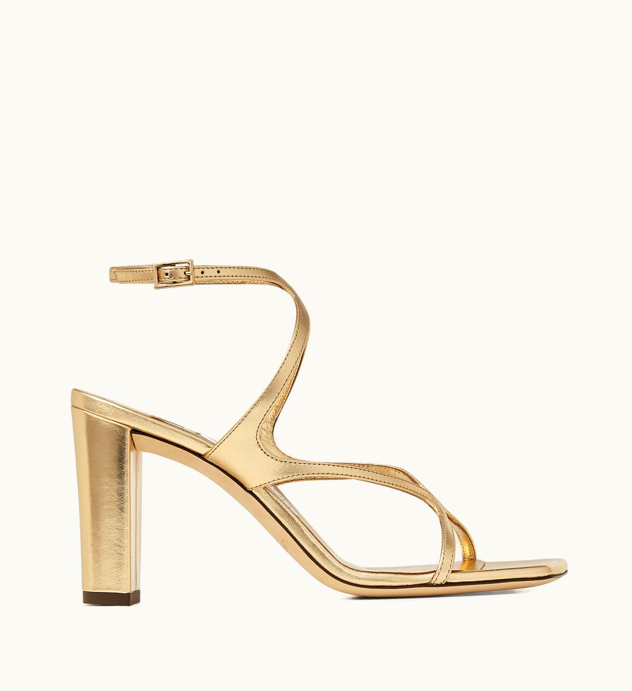 Jimmy Choo Azie 85 Gold Metallic Nappa Leather Sandals