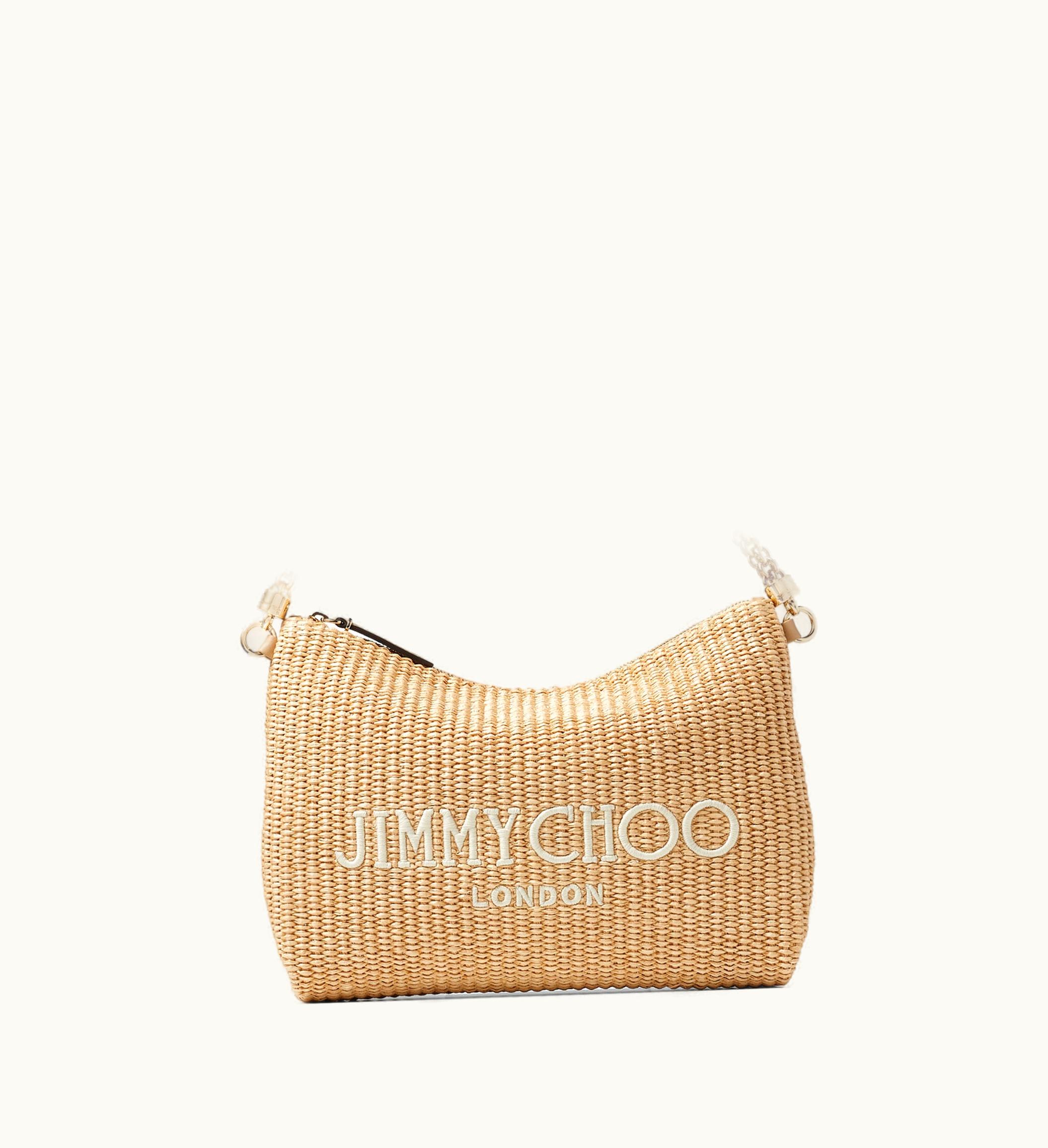 Jimmy Choo Callie Shoulder Natural Raffia Shoulder Bag