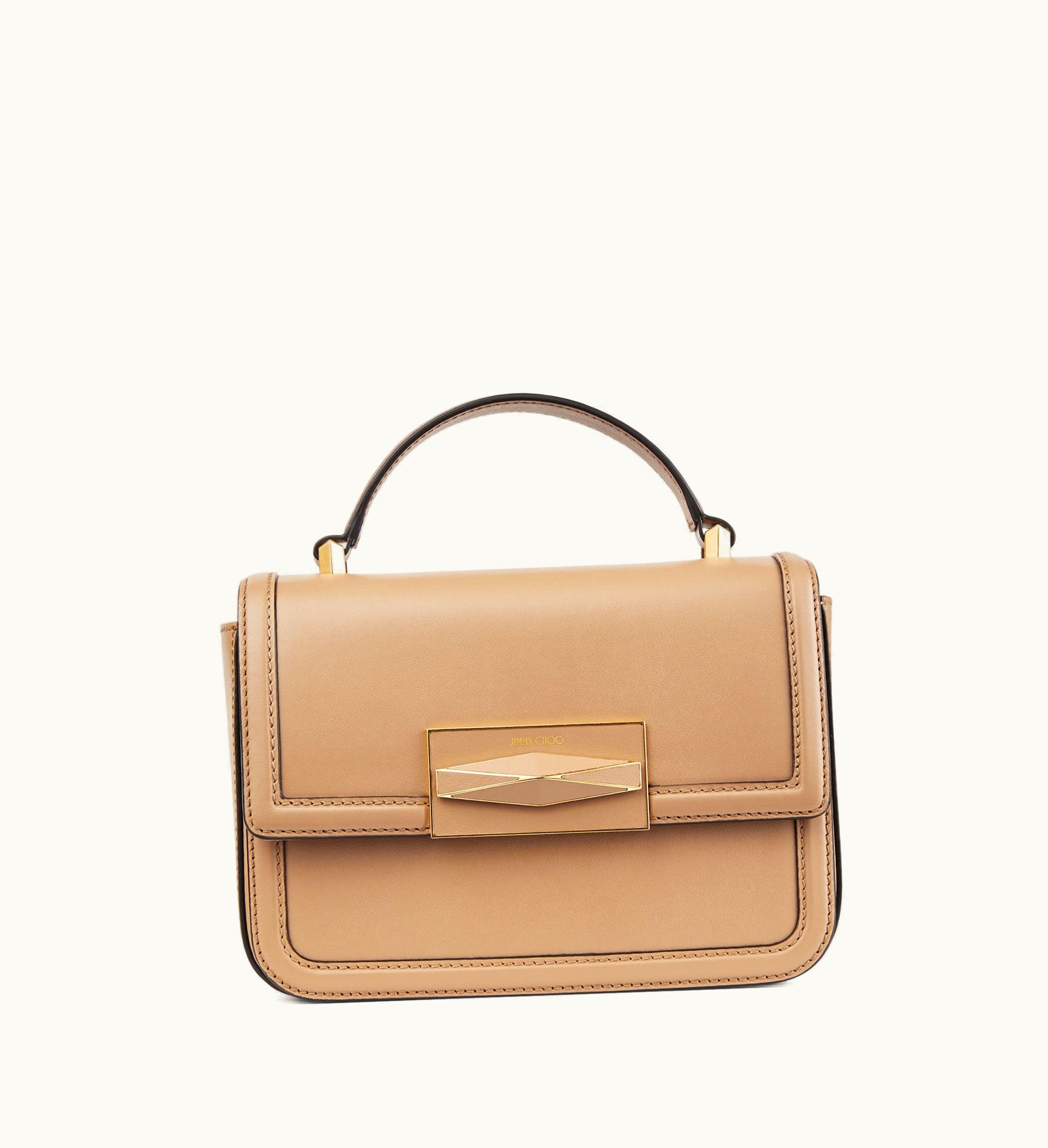 Jimmy Choo Diamond Top Handle Biscuit Smooth Calf Leather Top Handle Bag