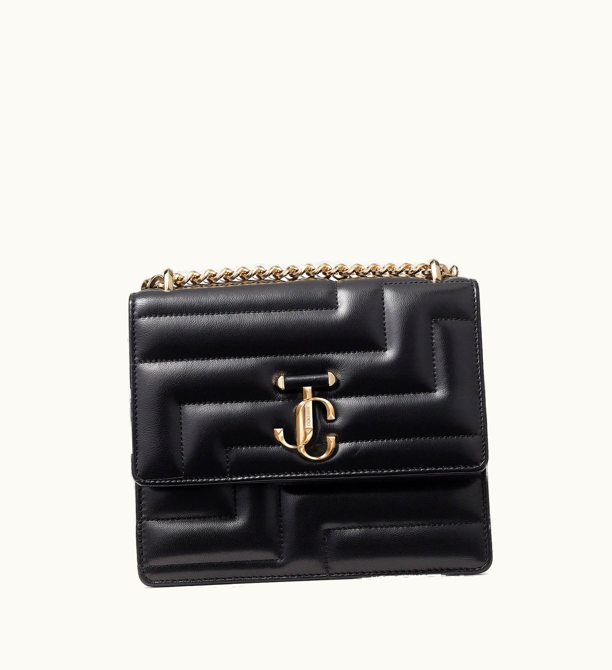 Jimmy Choo Avenue Quad Black Avenue Nappa Leather Bag With Light Gold Jc Emblem