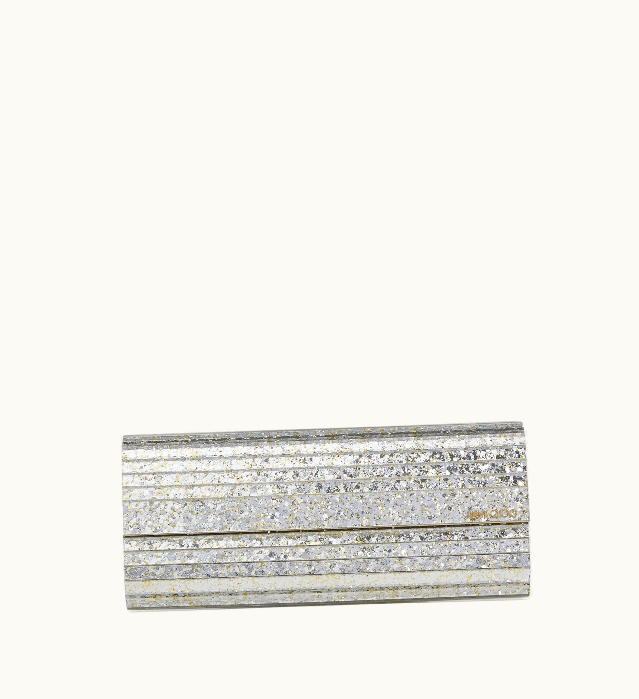 Jimmy Choo Sweetie Champagne Coarse Glitter Acrylic Clutch Bag