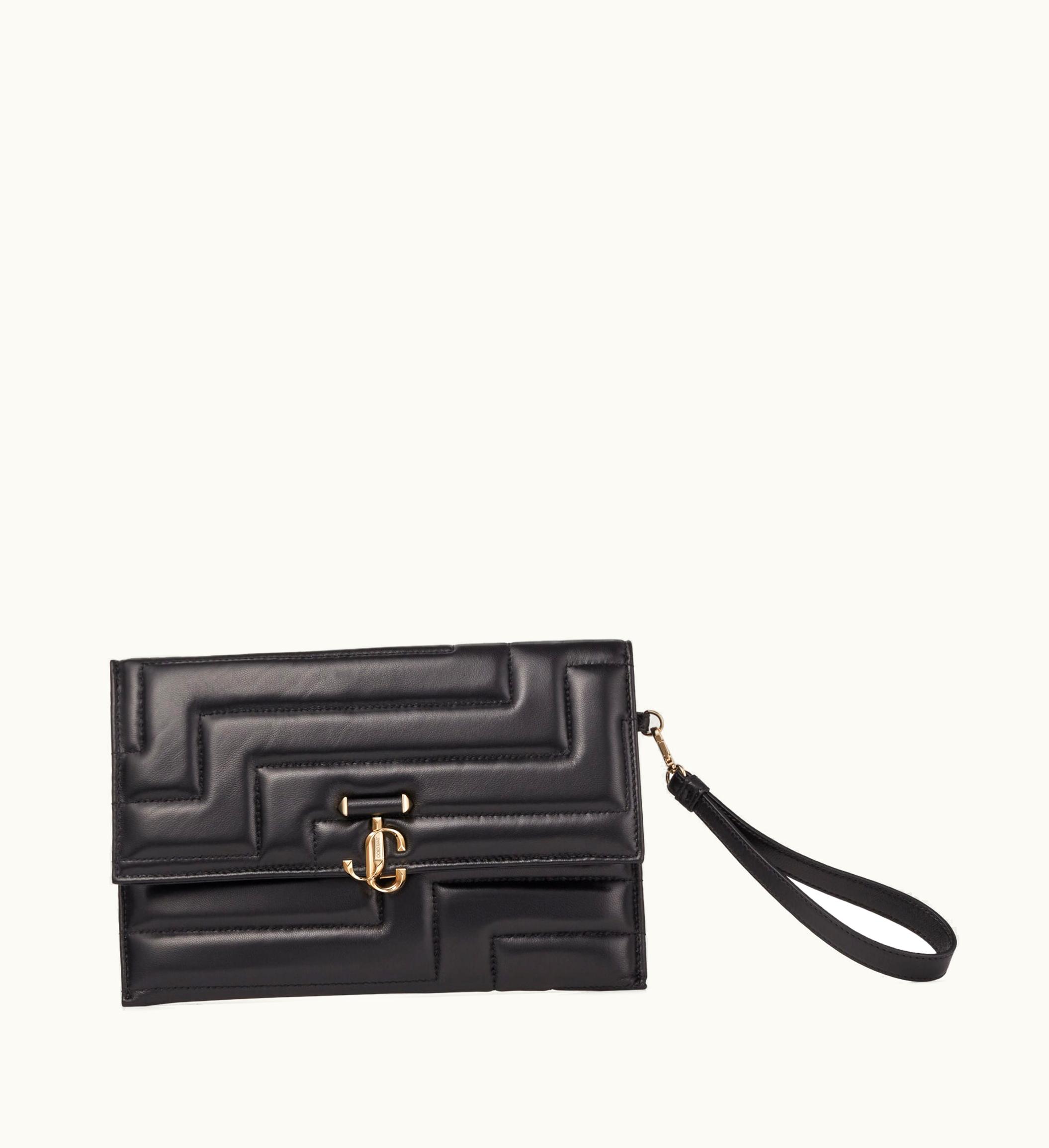 Jimmy Choo Jc Square Avenue Envelope Black Avenue Nappa Leather Pouch