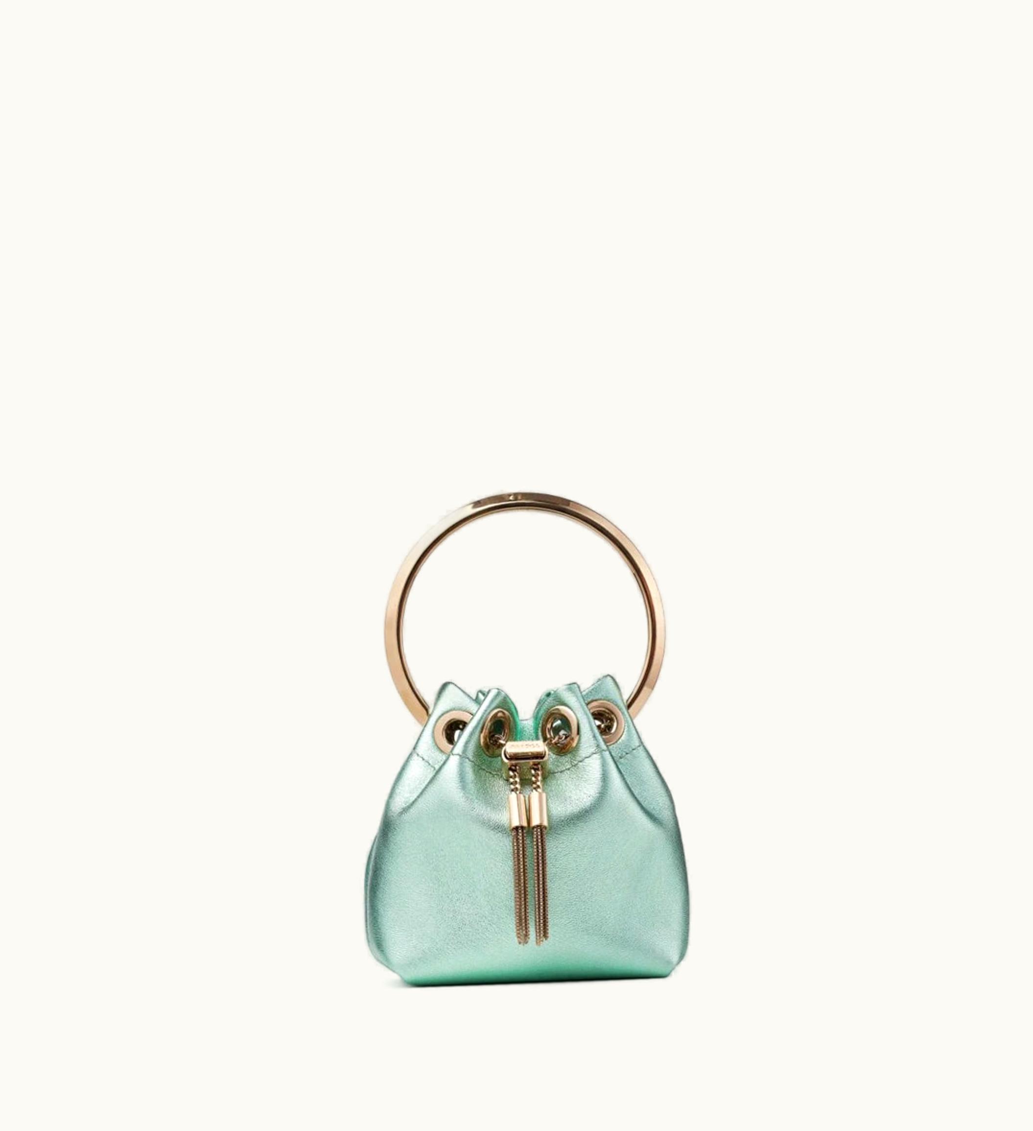 Jimmy Choo Micro Bon Bon Smoke Green Metallic Nappa Mini Bag