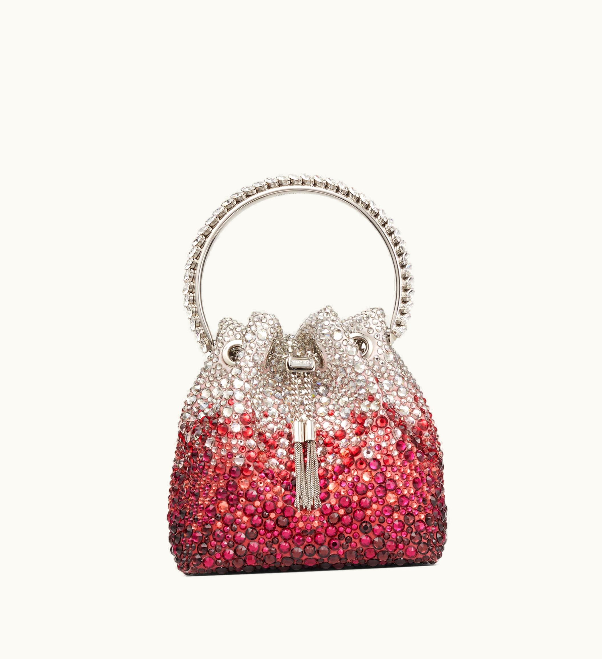 Jimmy Choo Jimmy Choo Bon Bon Silver And Red Satin Bag With Crystals