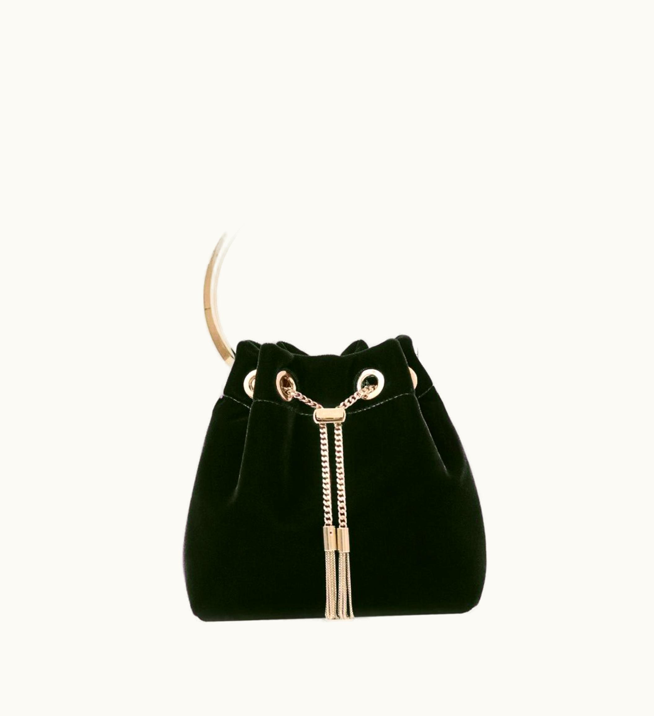 Jimmy Choo Jimmy Choo Bon Bon Dark Green Velvet Bucket Bag