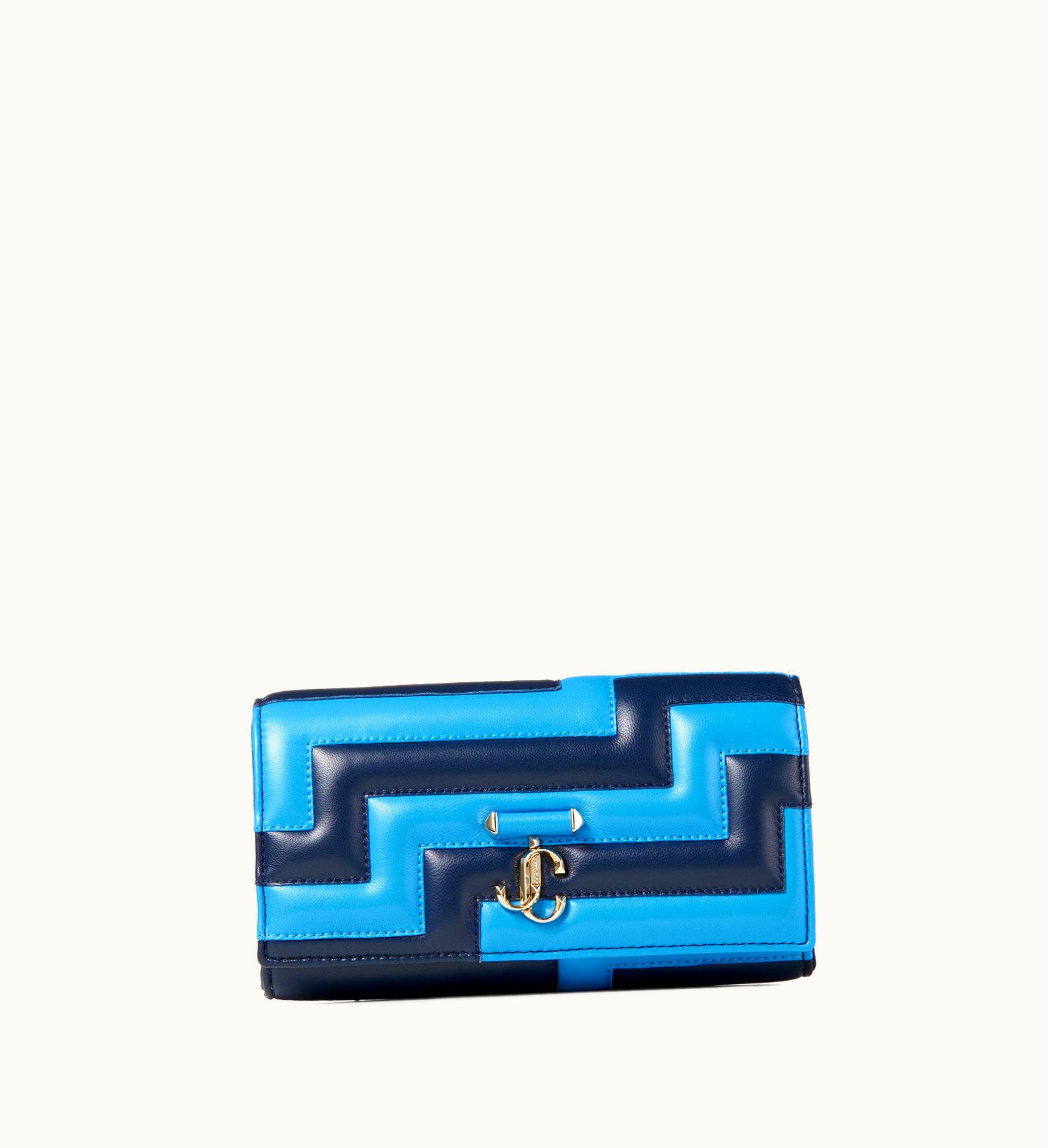 Jimmy Choo Jimmy Choo Avenue Wallet With Chain Navy And Sky Avenue Nappa Leather Wallet With Chain