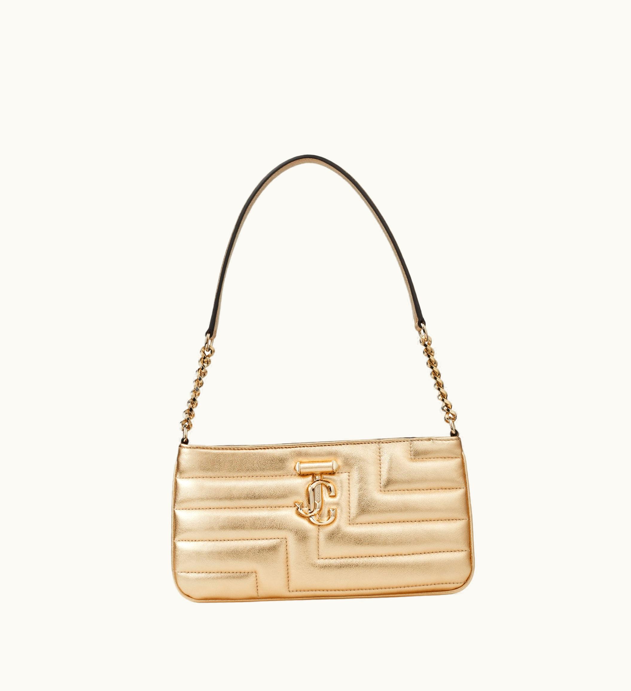 Jimmy Choo Jimmy Choo Avenue Slim Shoulder Gold Avenue Metallic Nappa Shoulder Bag