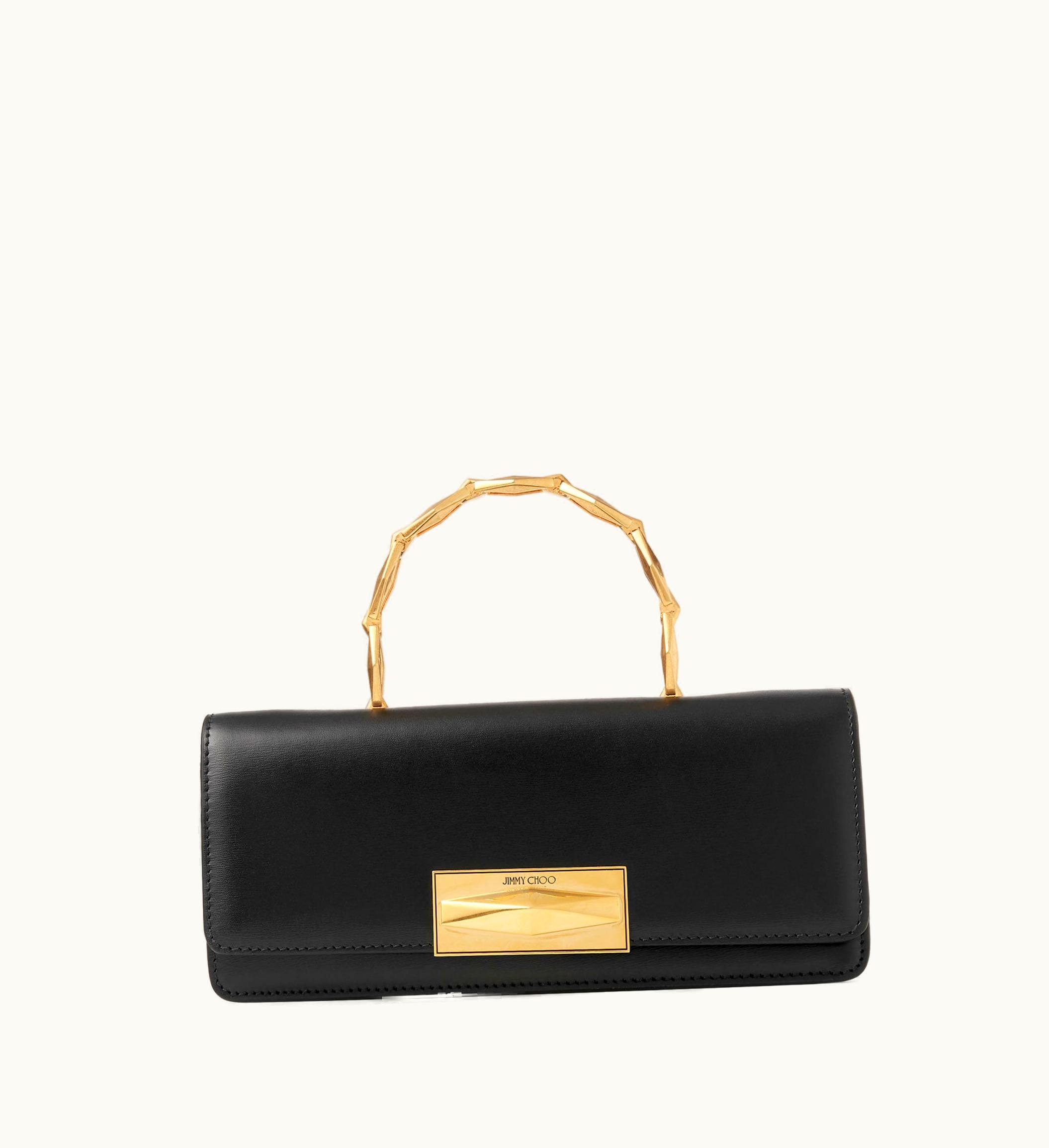 Jimmy Choo Jimmy Choo Diamond Chain Top Handle Black Calf Leather Top Handle Bag