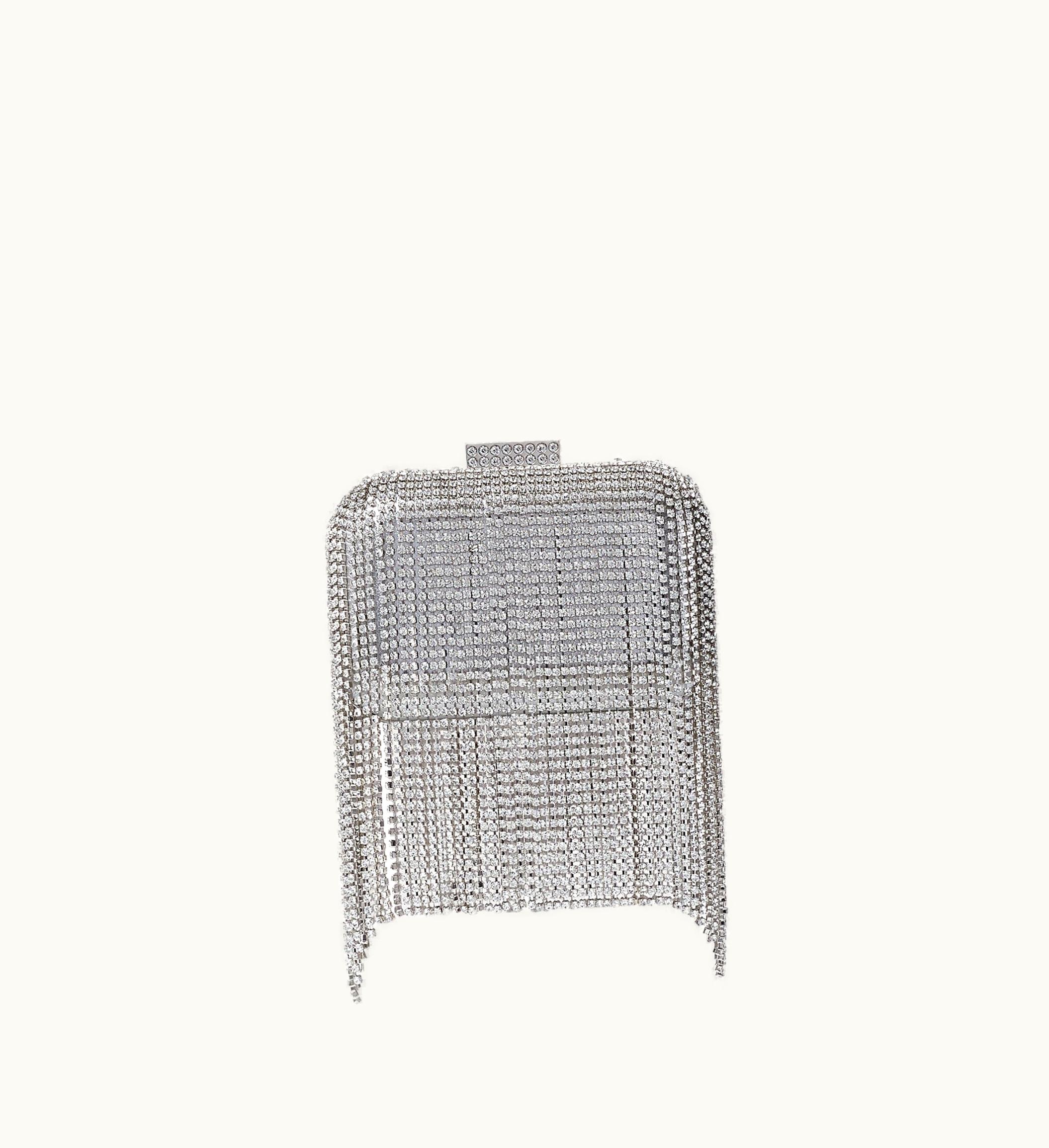 Jimmy Choo Jimmy Choo Micro Cloud Silver Crystal Mini Bag With Fringe