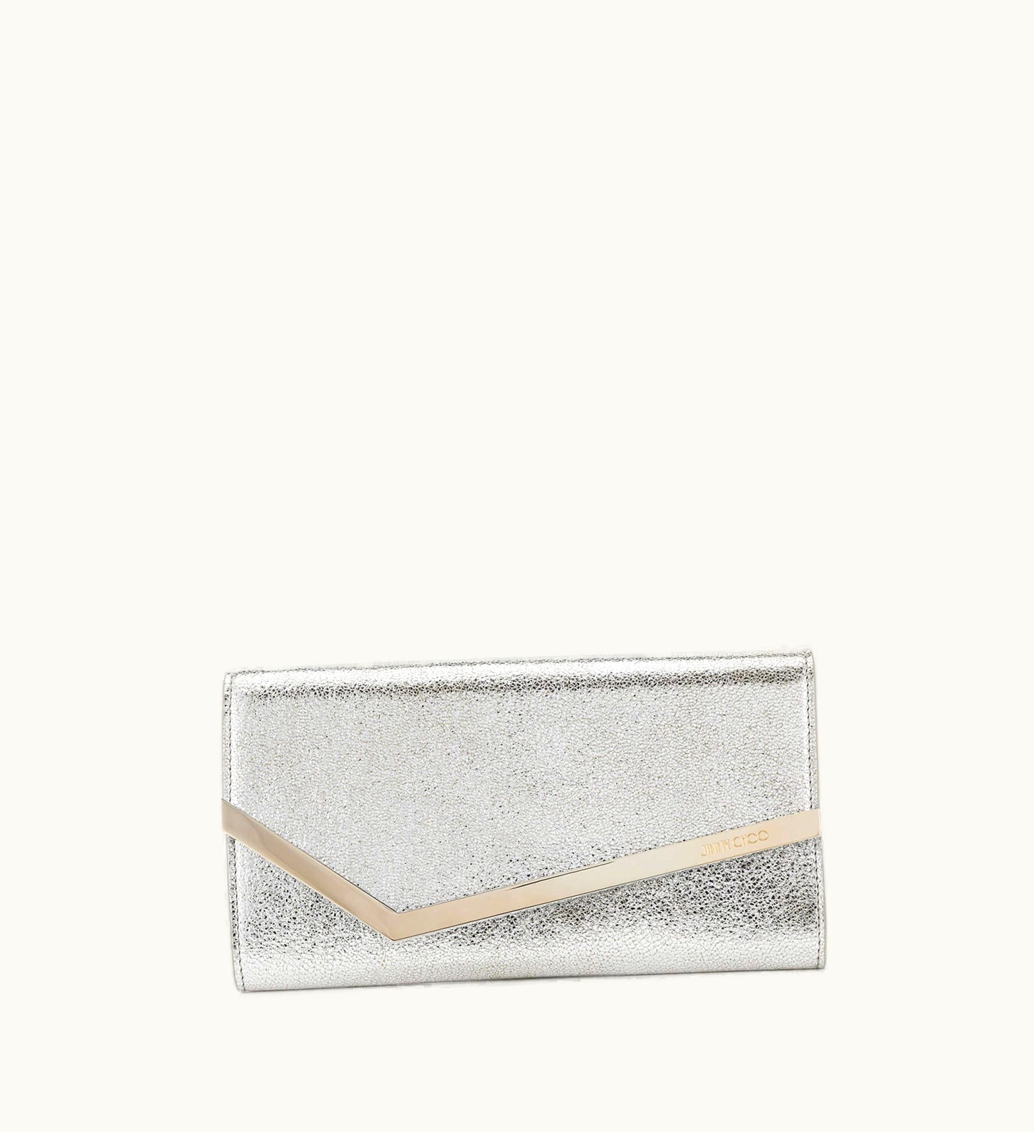 Jimmy Choo Jimmy Choo Emmie Champagne Glitter Leather Clutch Bag